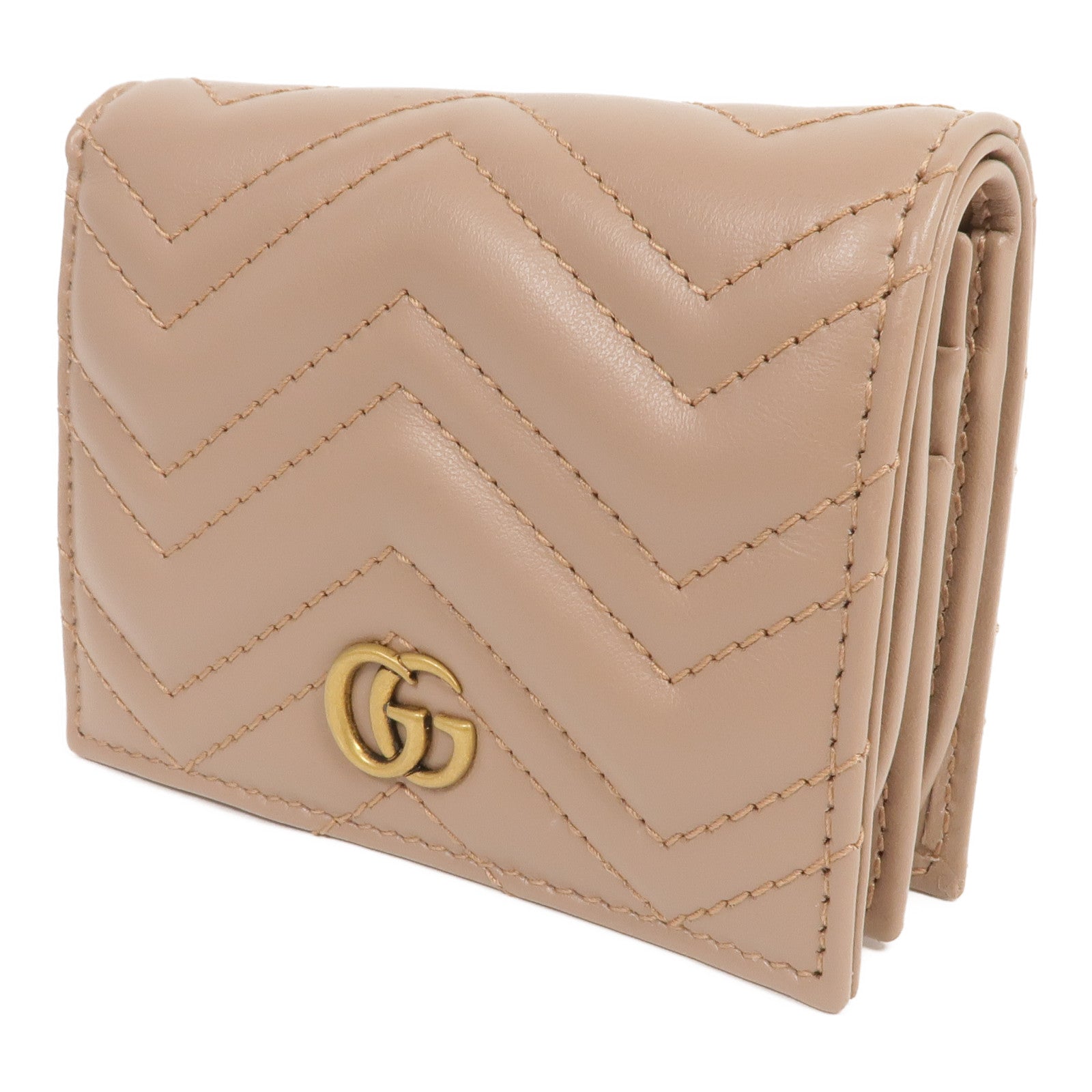 GUCCI 牛皮皮革GG Marmont Card Case Wallet金扣錢包