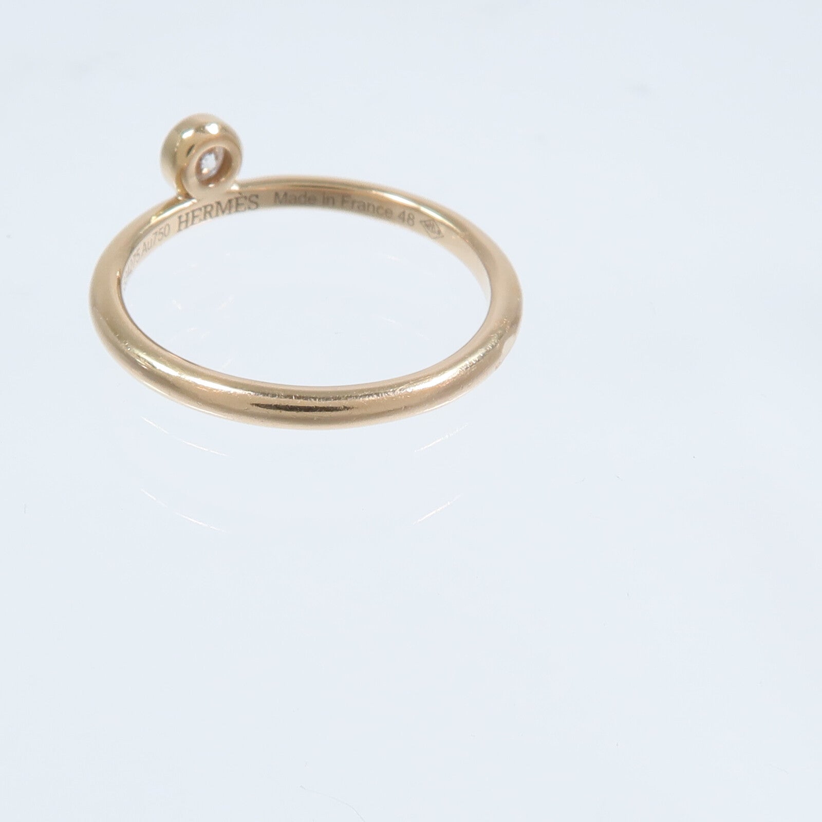 HERMES 18K玫瑰金Bague Link H Rond鑽石戒指