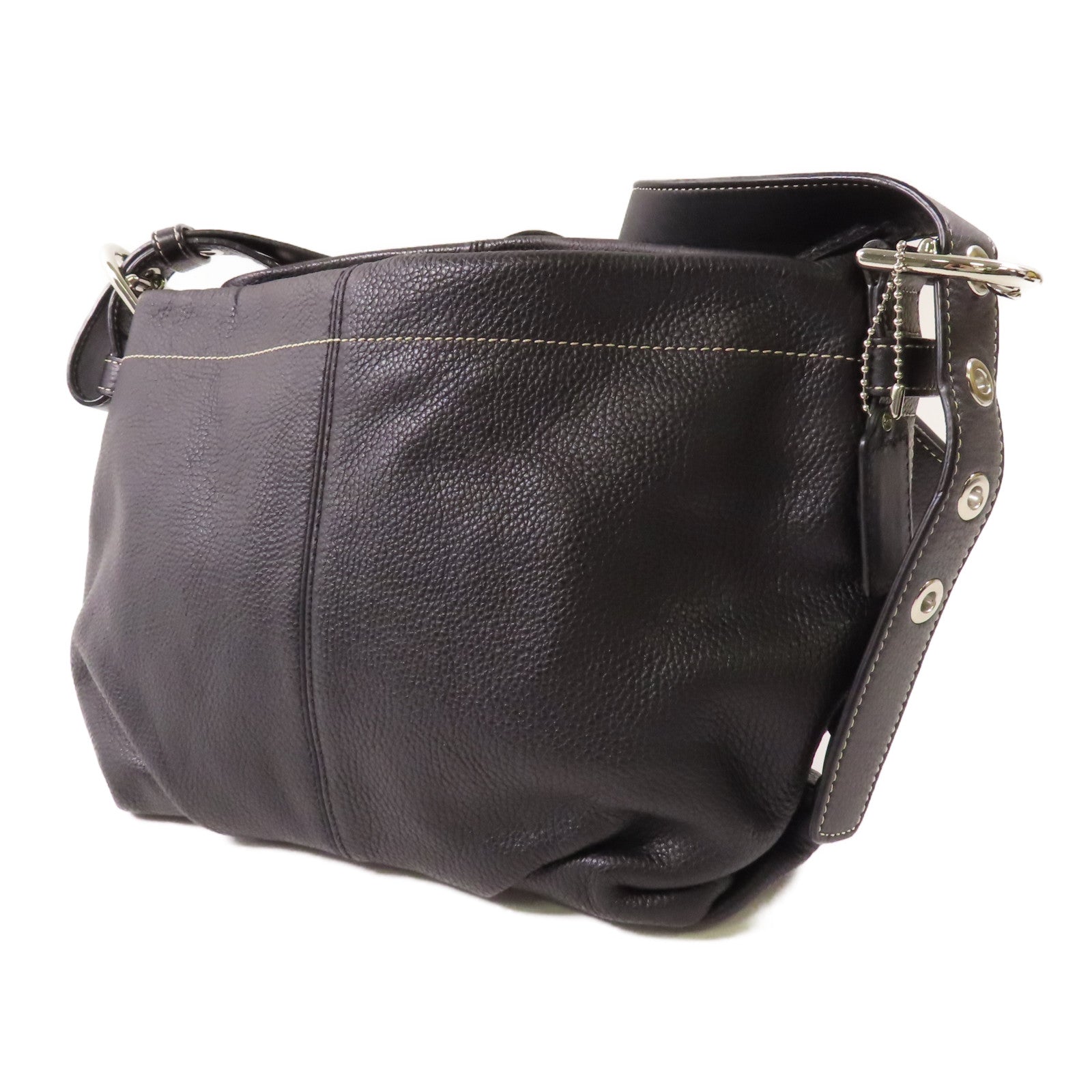 COACH 牛皮皮革Shoulder Bag銀扣肩背袋