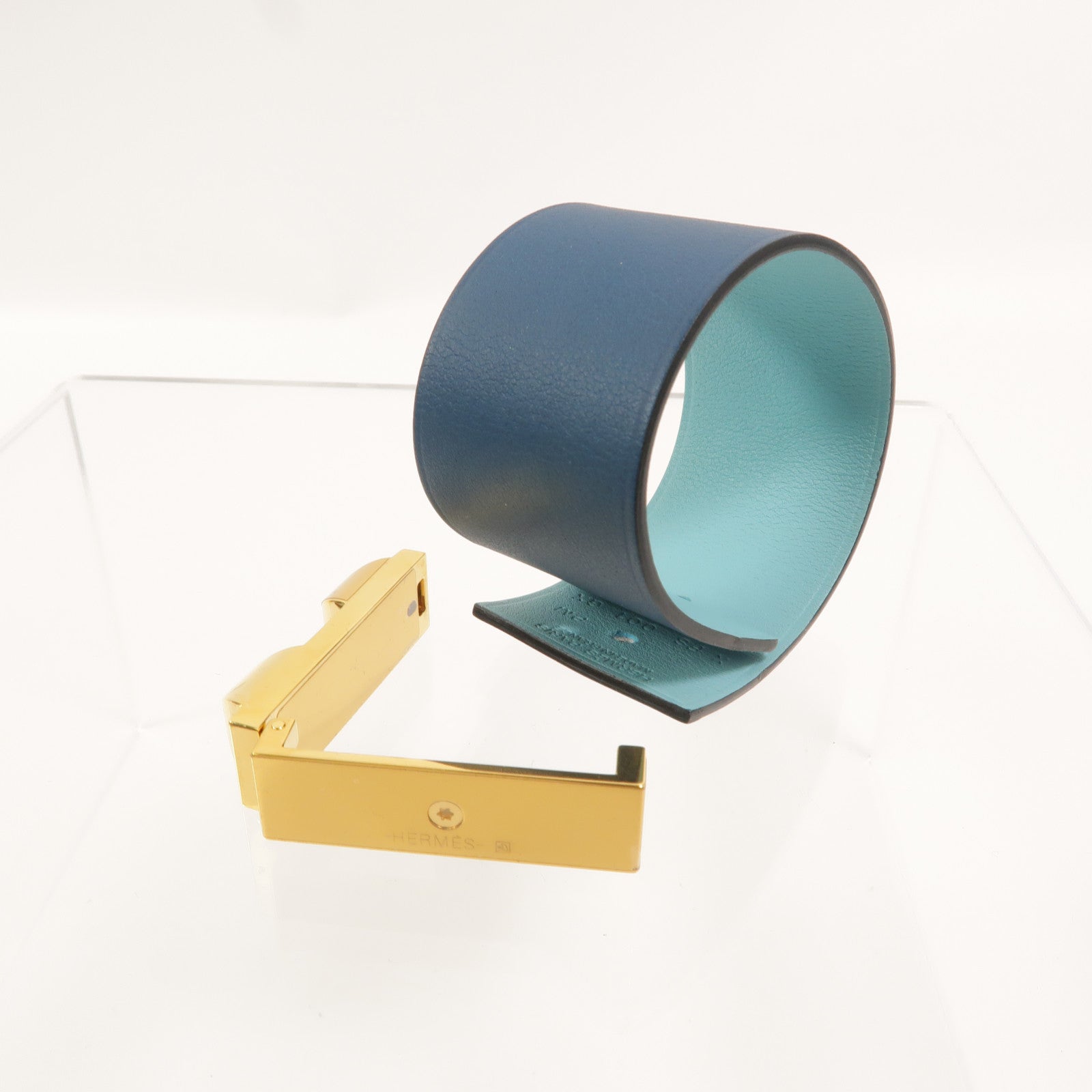 HERMES Swift皮革Collier de Chien PM手鐲Bleu Tie/Ciel