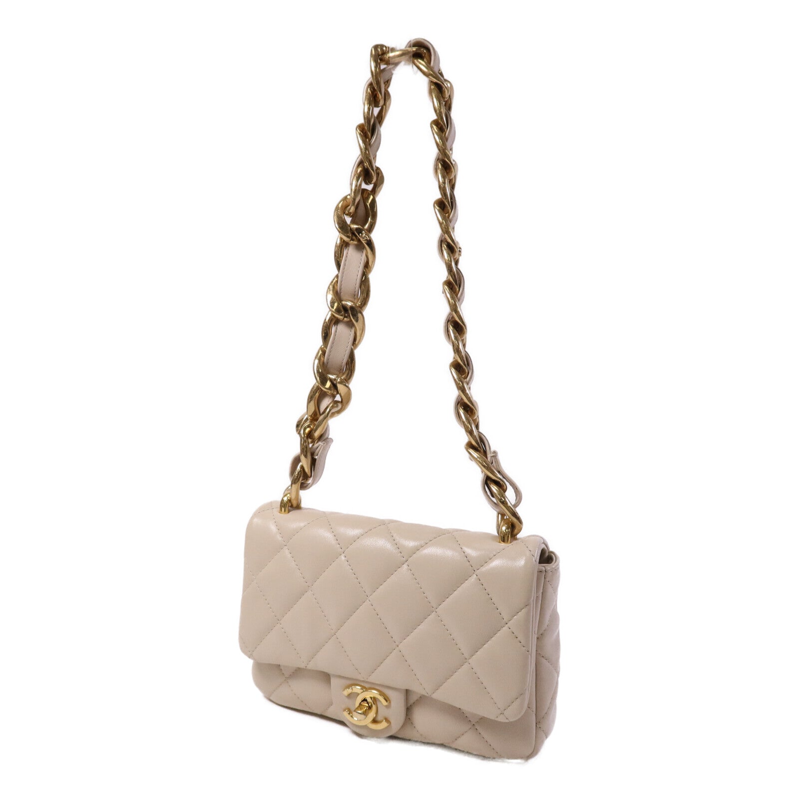 CHANEL 【激減優惠】牛皮皮革Chain Shoulder金扣肩背袋