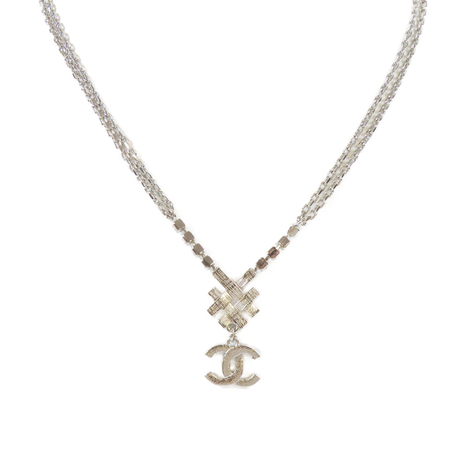 CHANEL 金屬Necklace項鍊銀色