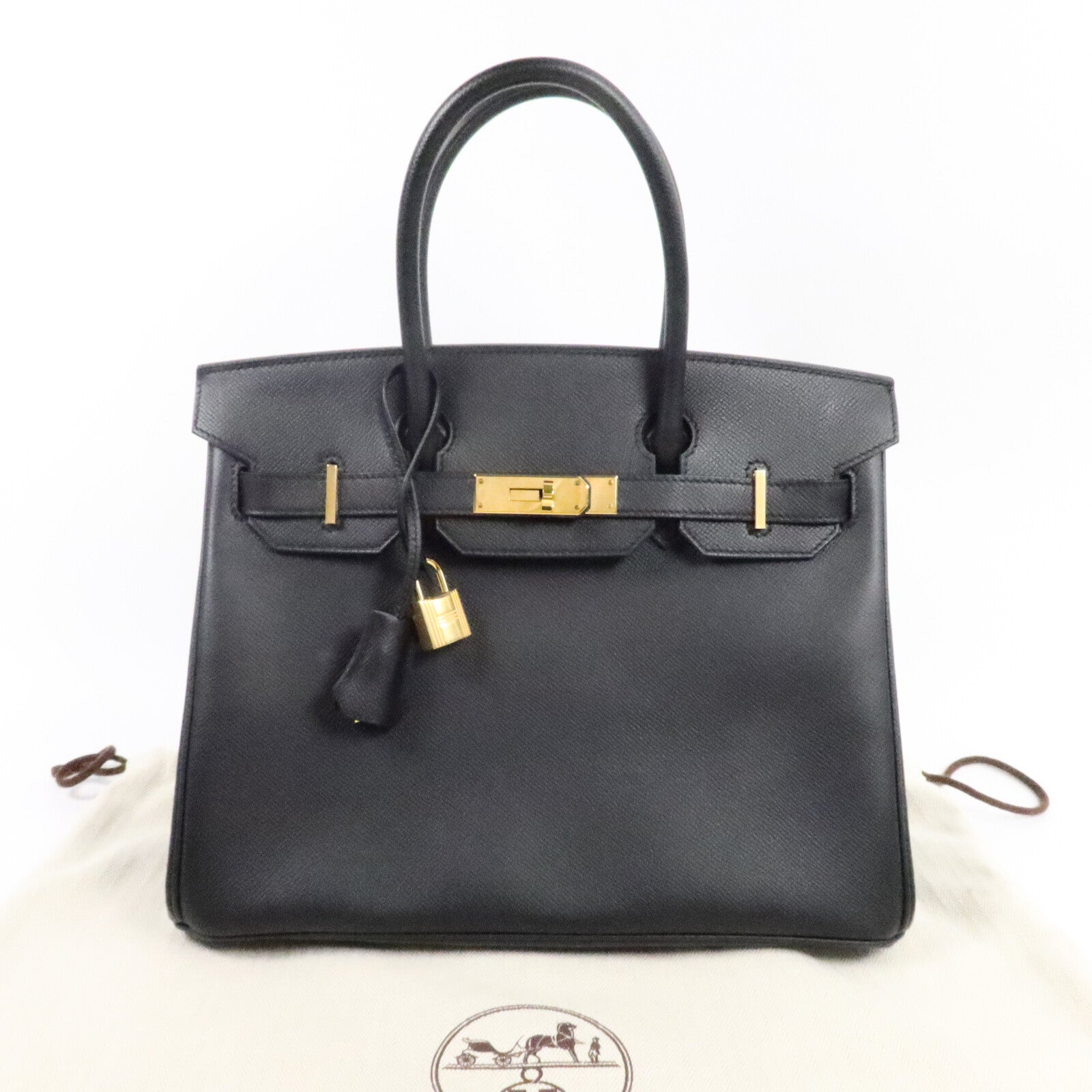 HERMES Epsom皮革Birkin 30手挽袋Noir