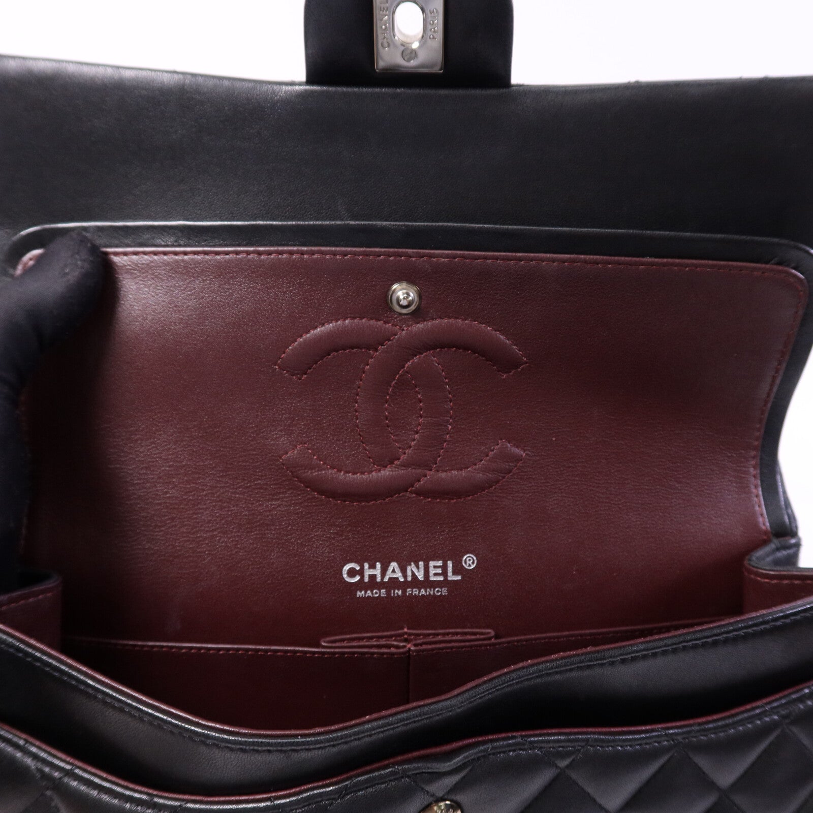 CHANEL 牛皮皮革Classic 25銀扣鏈帶肩背袋