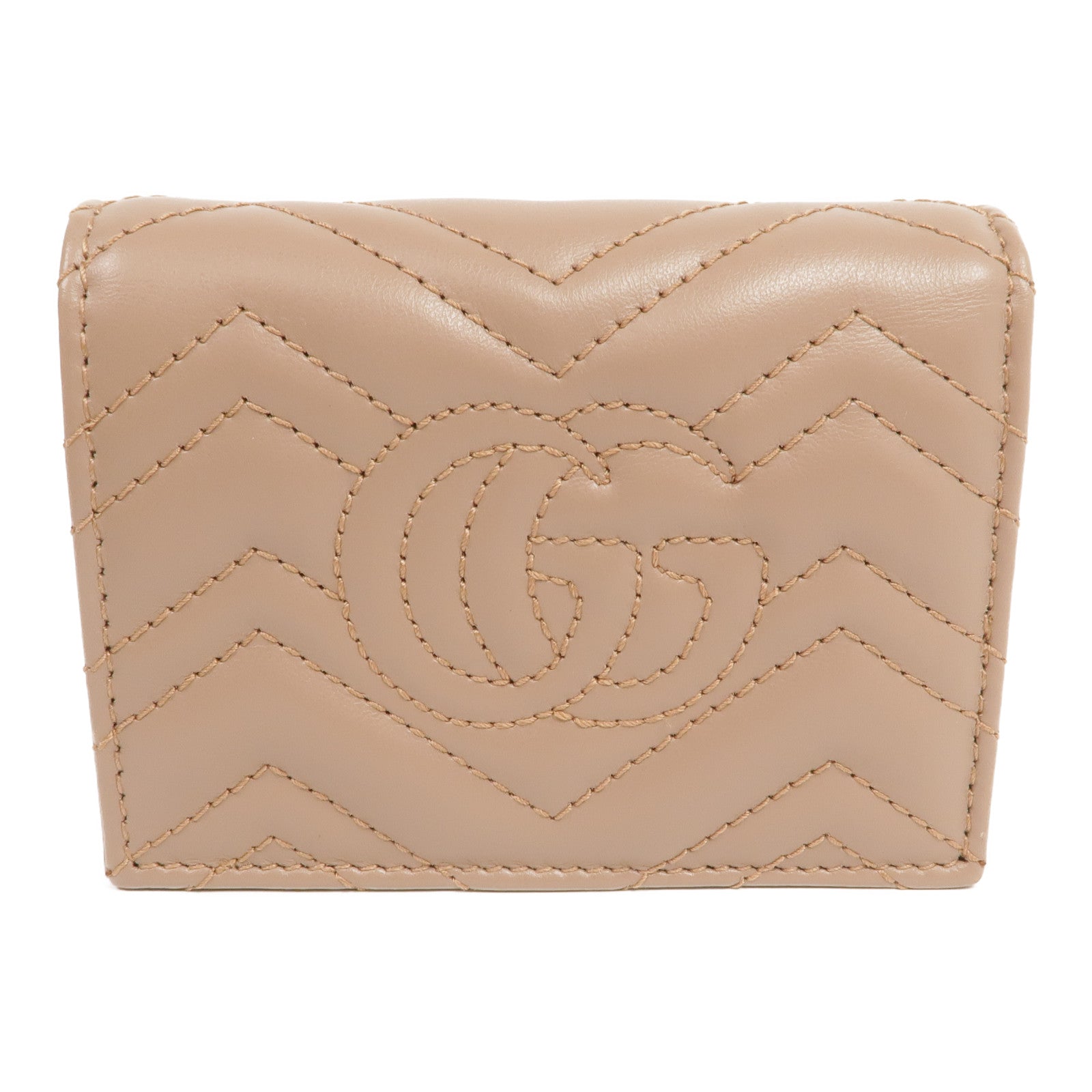 GUCCI 牛皮皮革GG Marmont Card Case Wallet金扣錢包