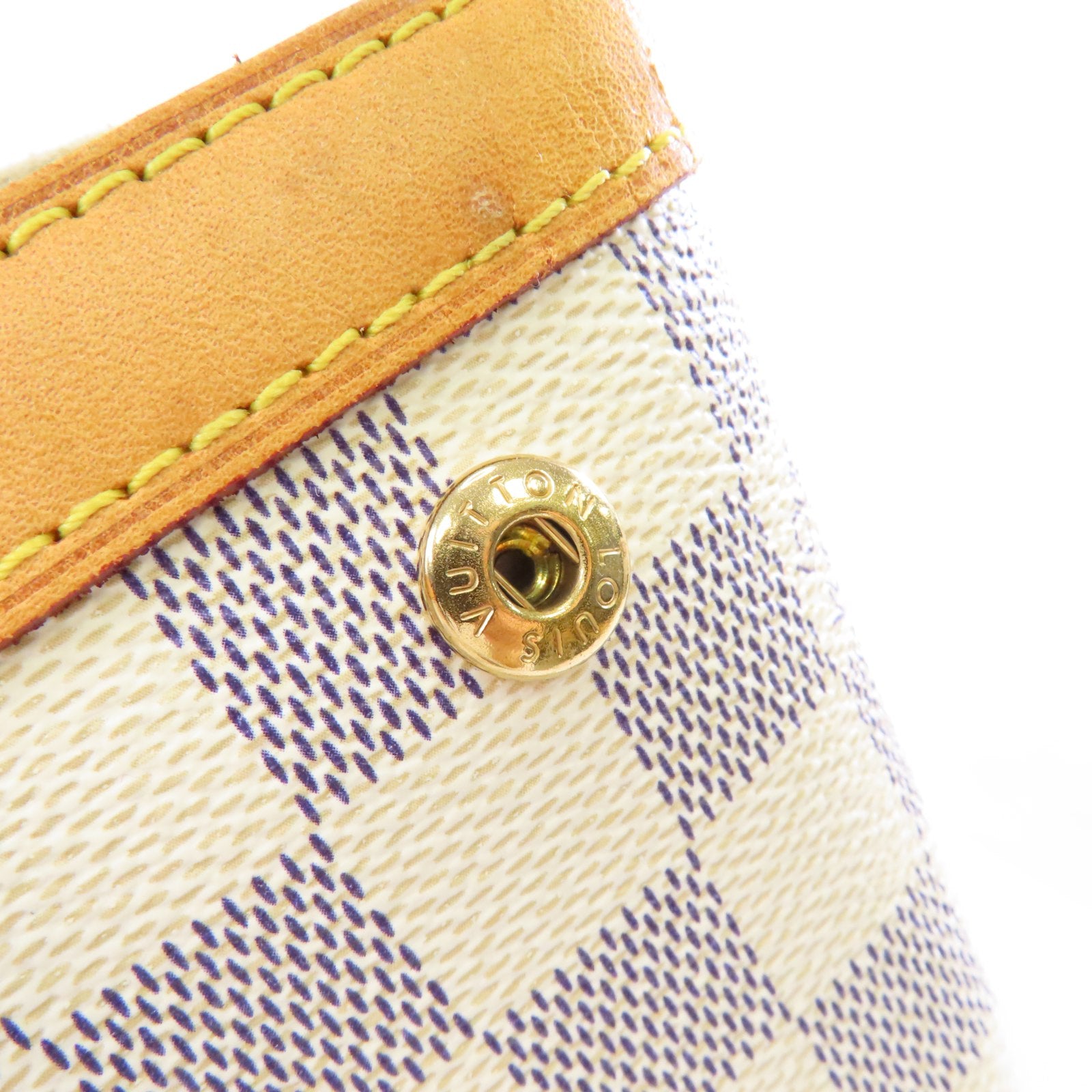 LOUIS VUITTON Damier Azur Hampstead MM金扣手挽袋白色