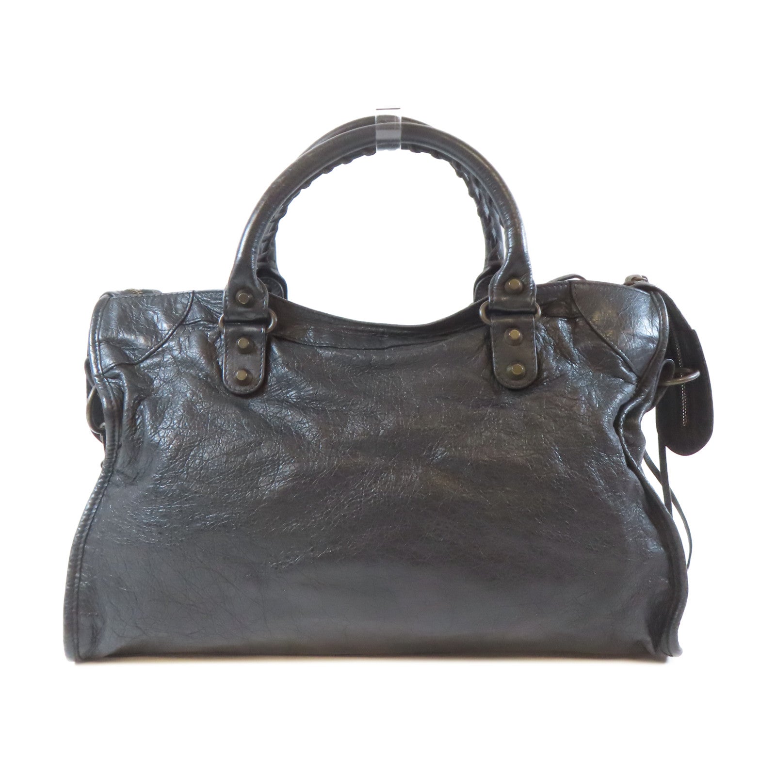 BALENCIAGA 羊皮皮革City黑扣手挽肩背兩用袋黑色
