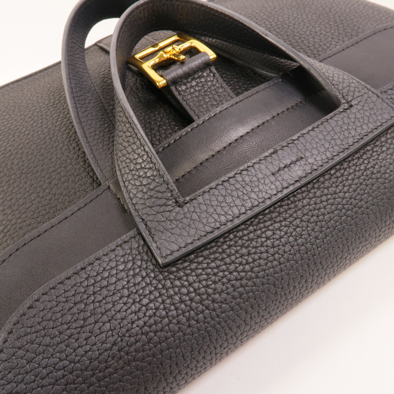HERMES Clemence皮革Halzan 31手挽肩背兩用袋Blue Nuit