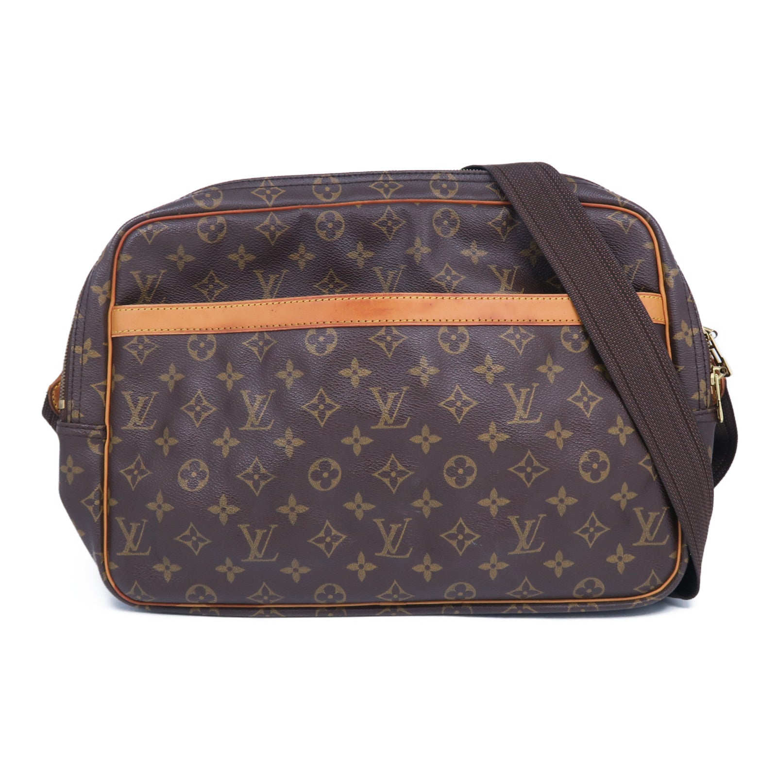 LOUIS VUITTON 【激減優惠】Monogram Reporter GM金扣肩背袋啡色