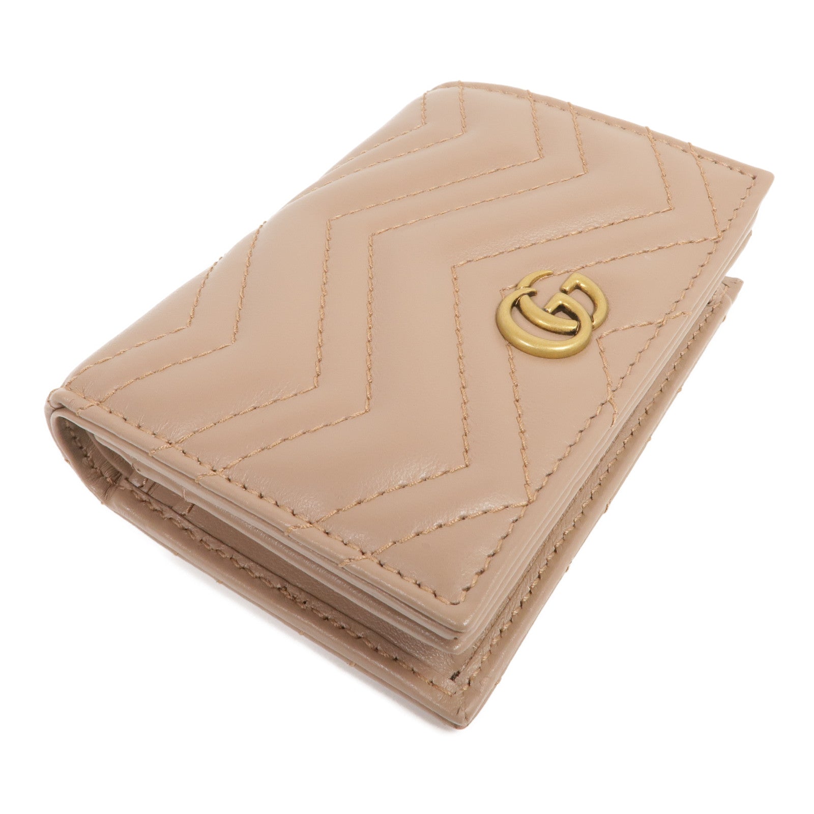 GUCCI 牛皮皮革GG Marmont Card Case Wallet金扣錢包