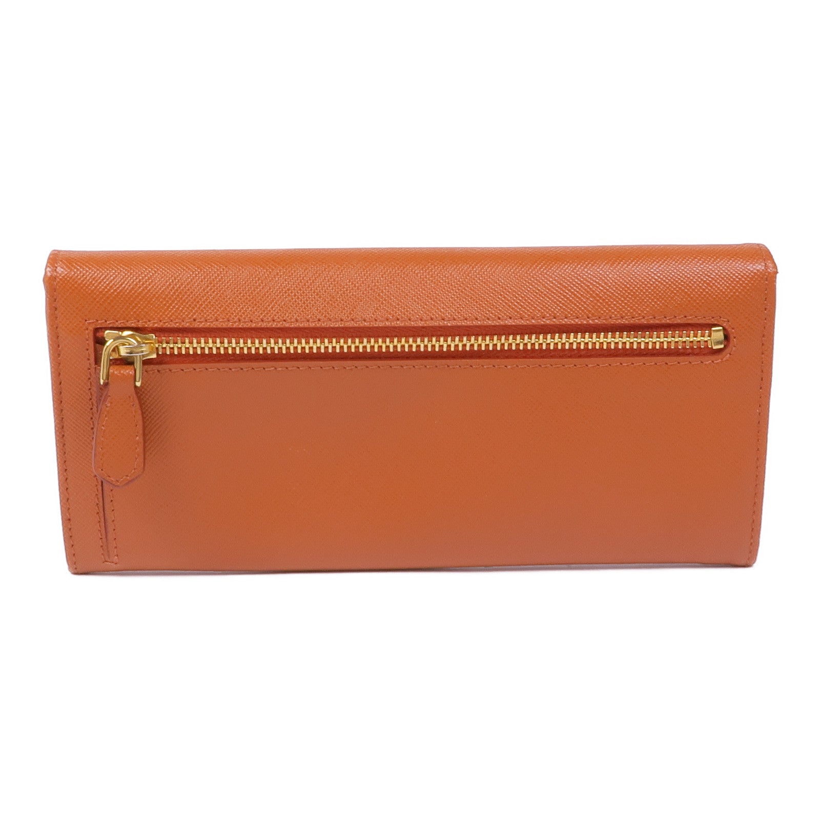 PRADA GHW Long Wallet Calfskin Leather Brown