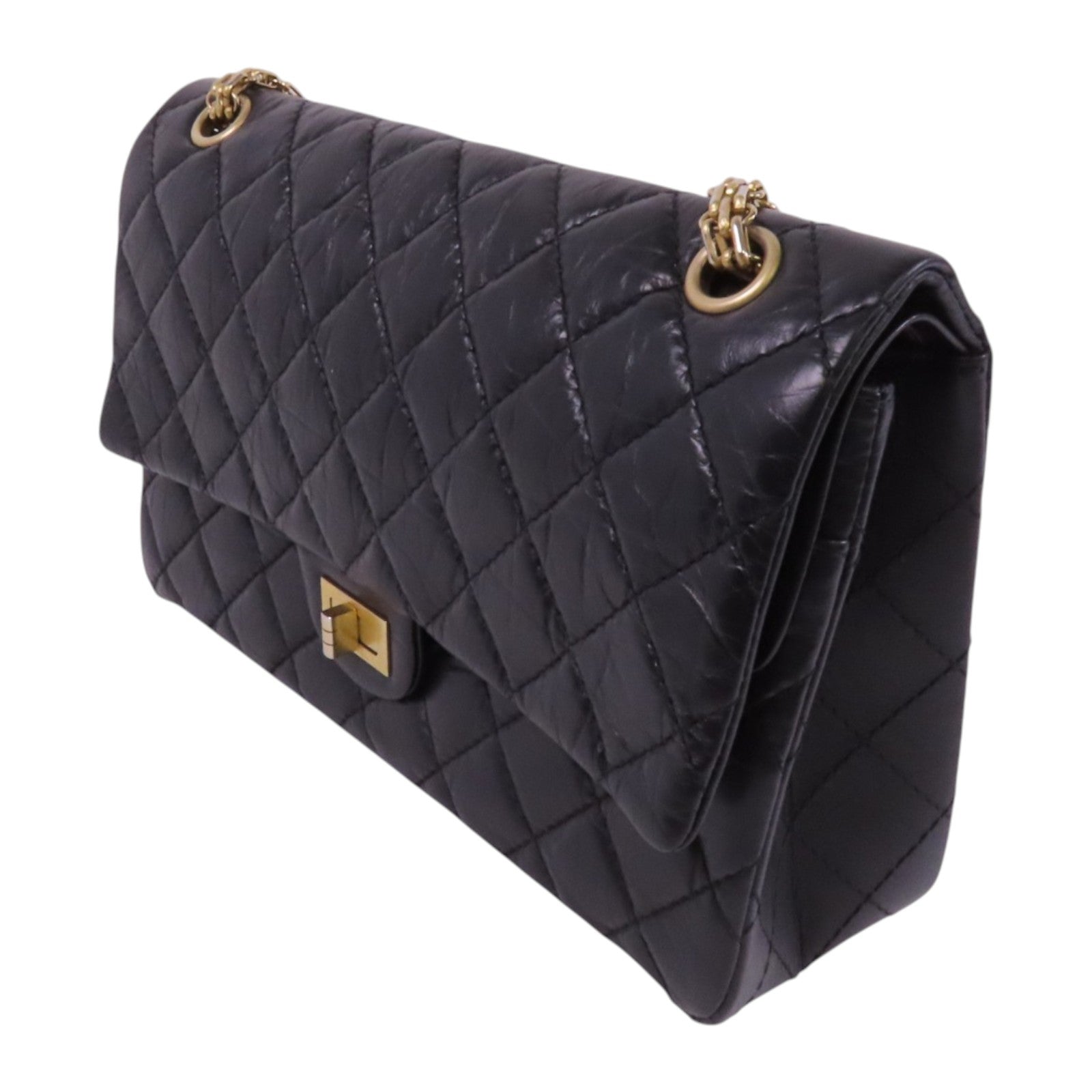 CHANEL 牛皮皮革2.55 28cm金扣鏈帶肩背袋