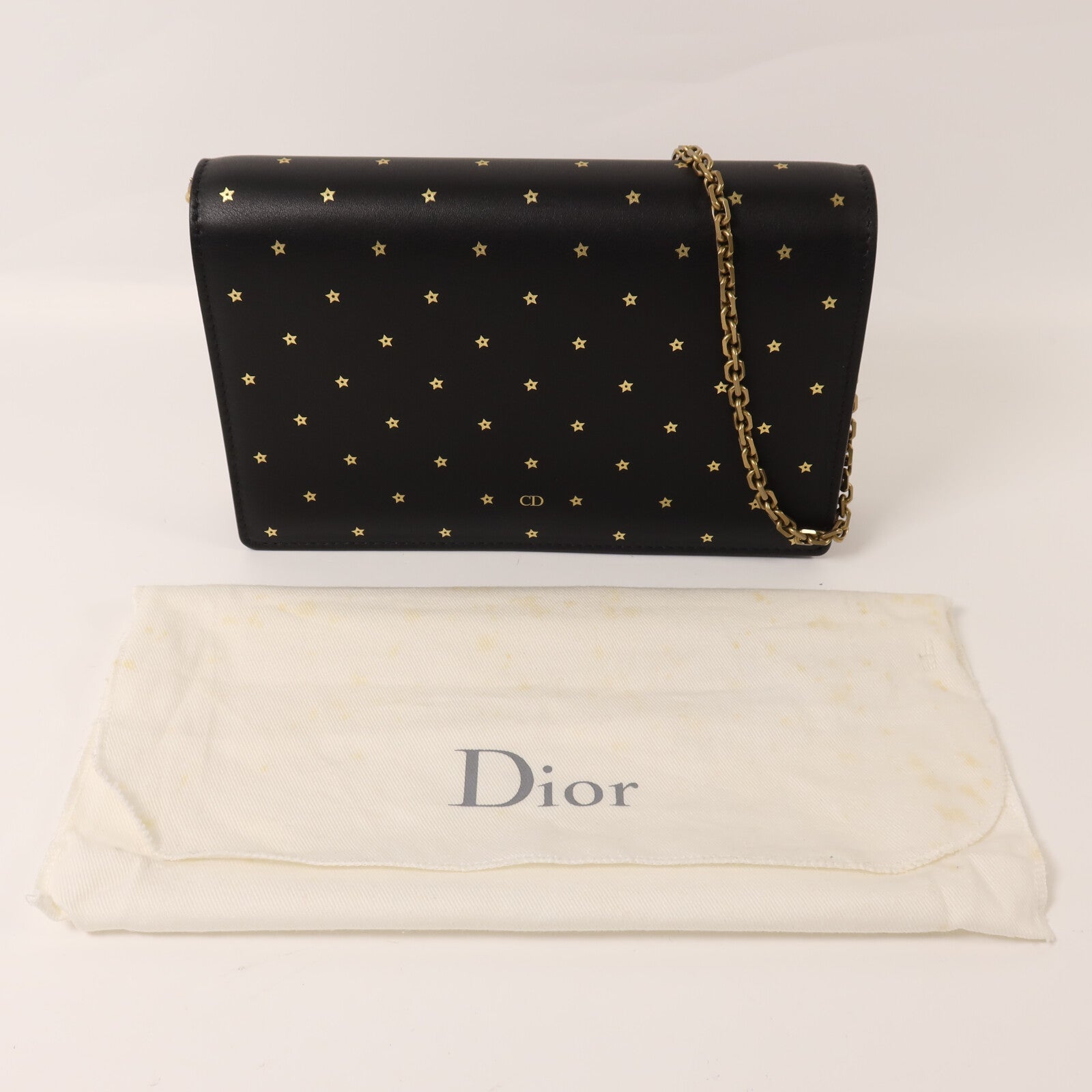 Dior 牛皮皮革Stars Wallet On Chain金扣鏈帶肩背袋
