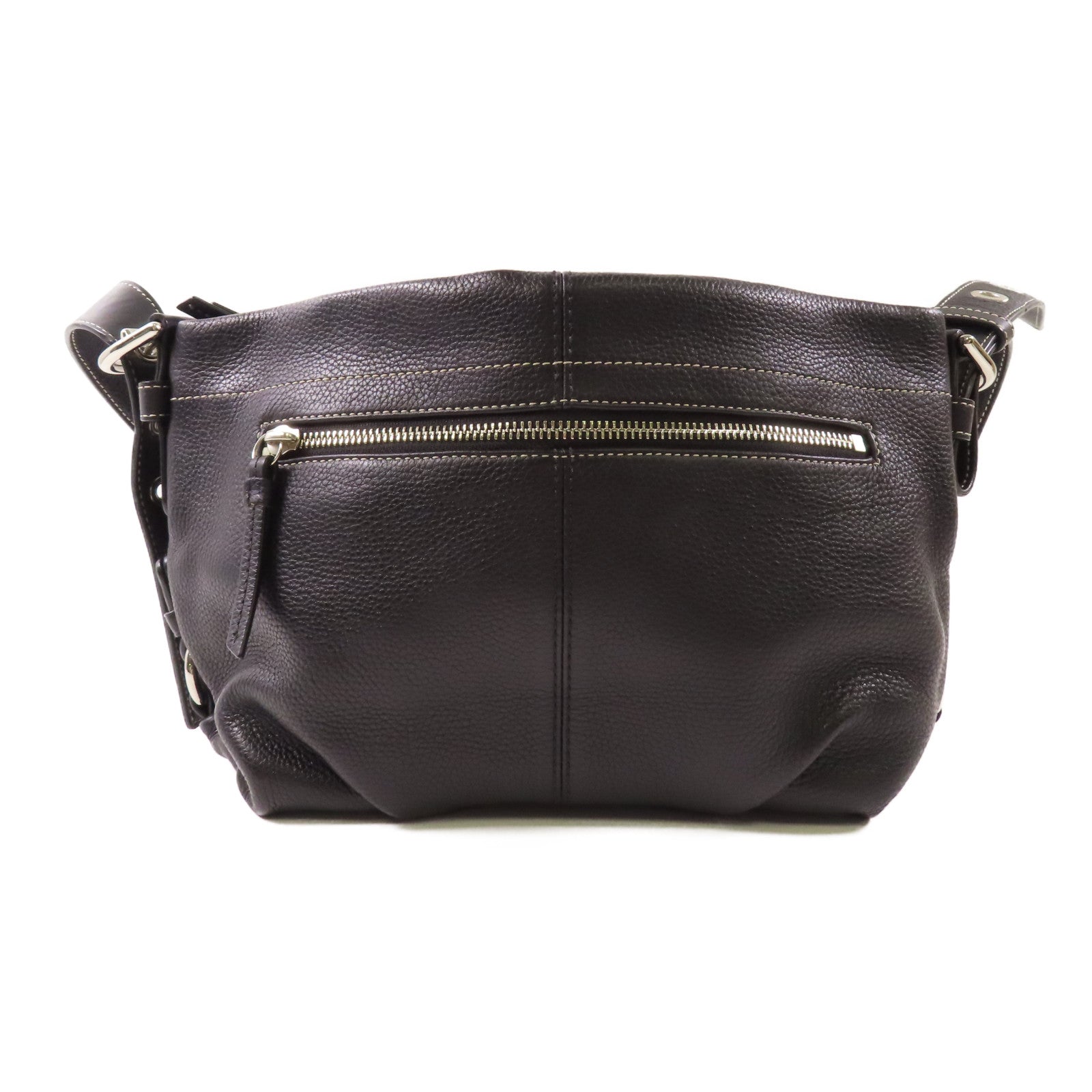 COACH 牛皮皮革Shoulder Bag銀扣肩背袋