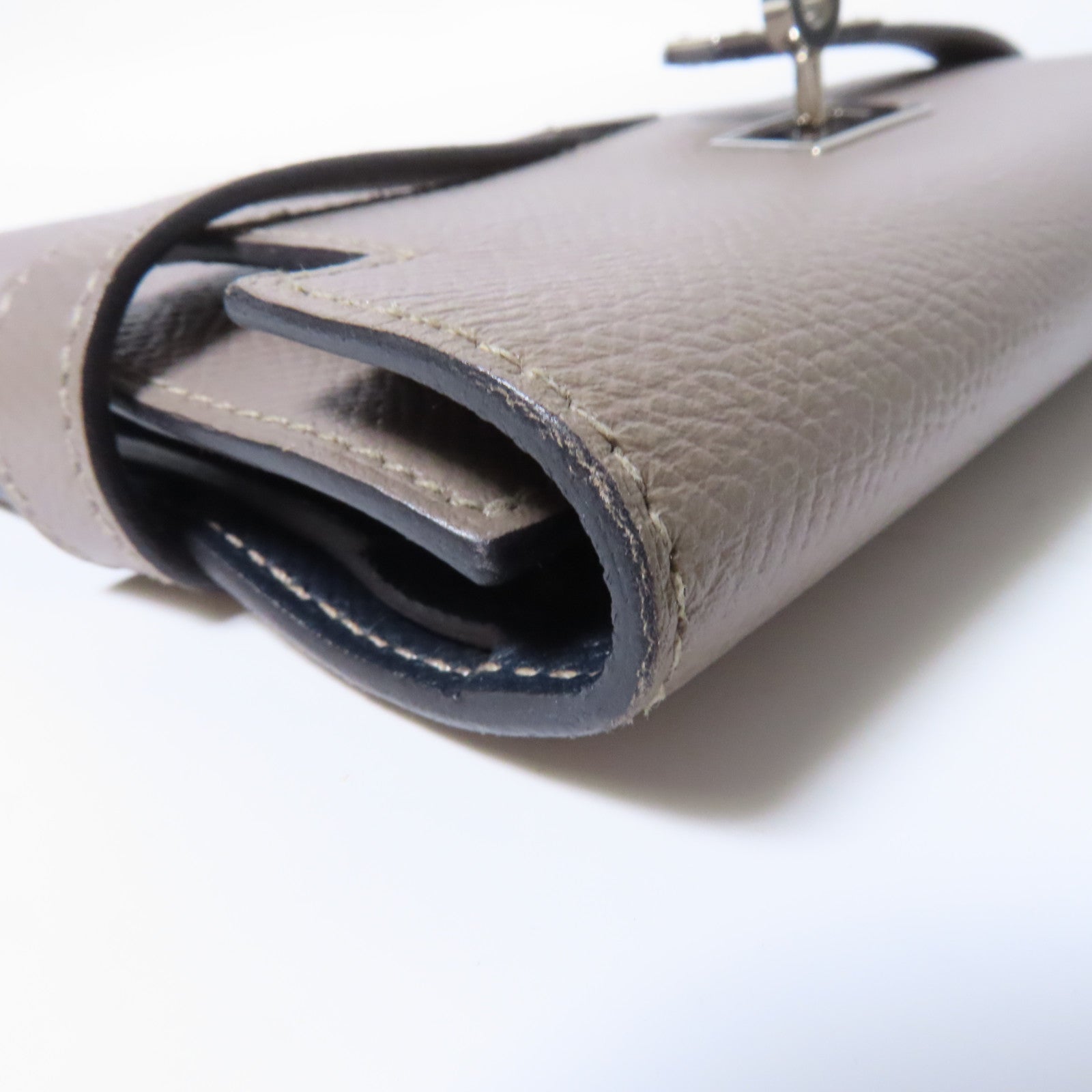 HERMES 【激減優惠】Epsom皮革Kelly Compact Wallet銀扣錢包啡色
