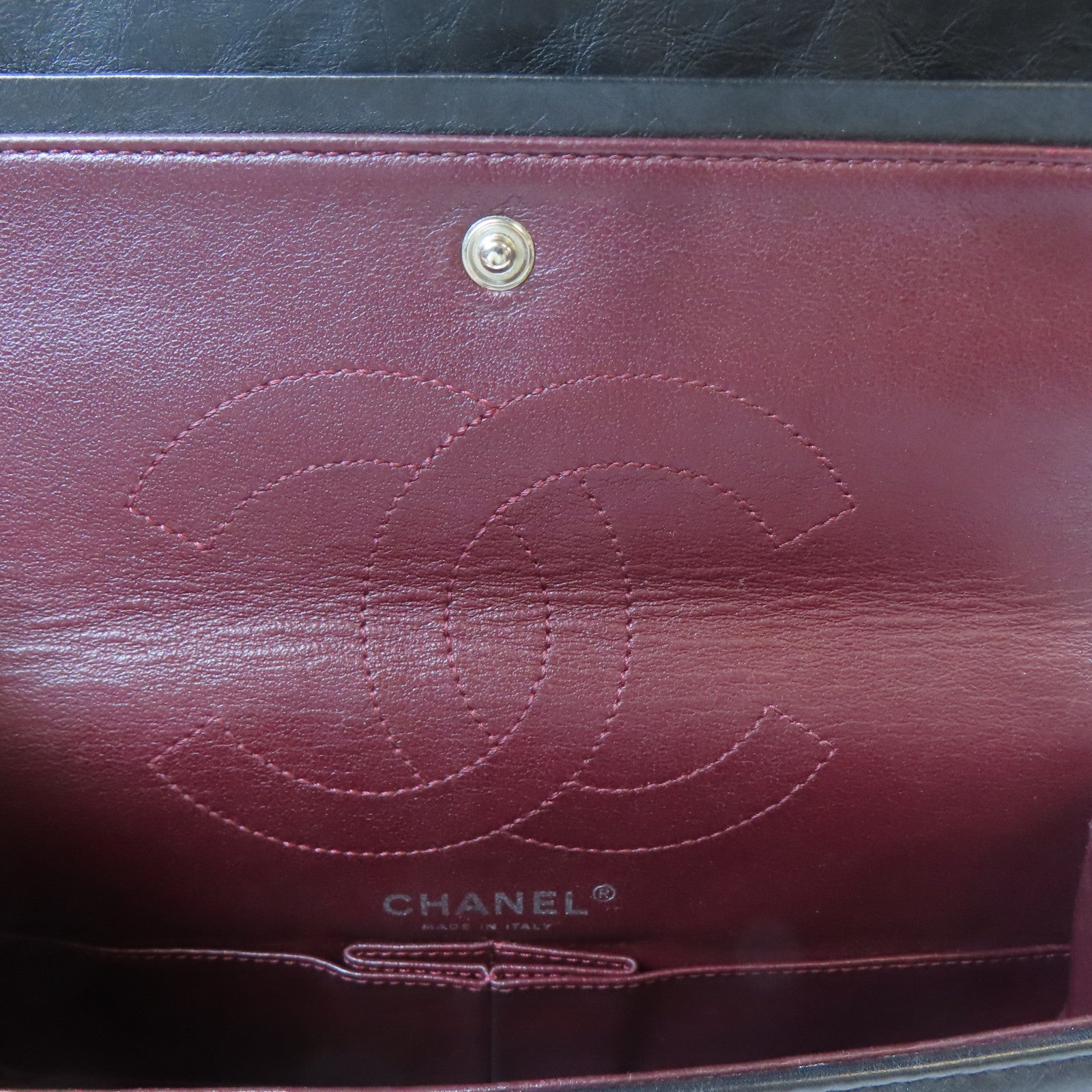CHANEL 菱格牛皮皮革2.55 Chain Shoulder Bag黑扣鏈帶肩背袋黑色