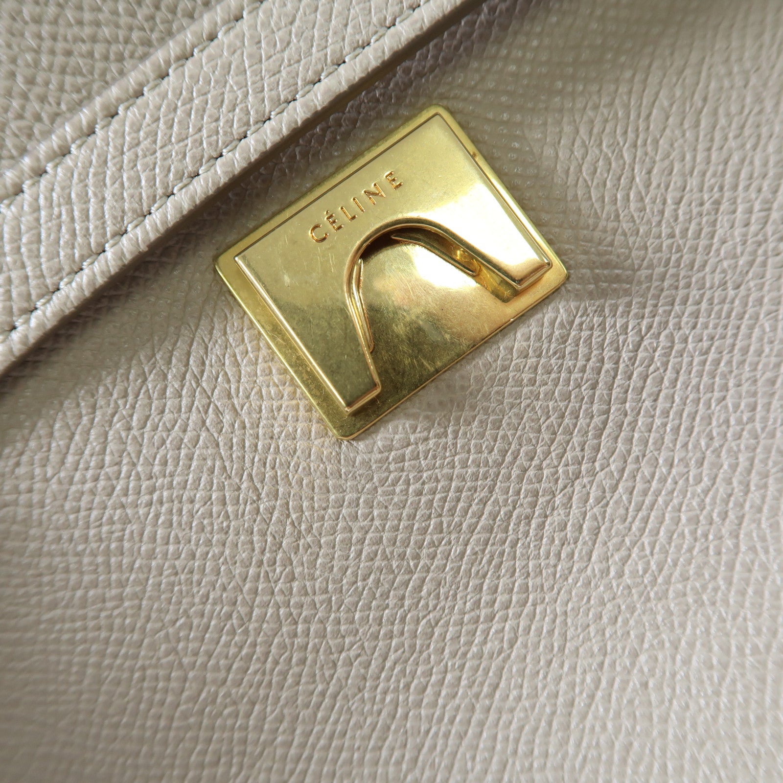CELINE 牛皮皮革Belt Bag金扣手挽肩背兩用袋杏色