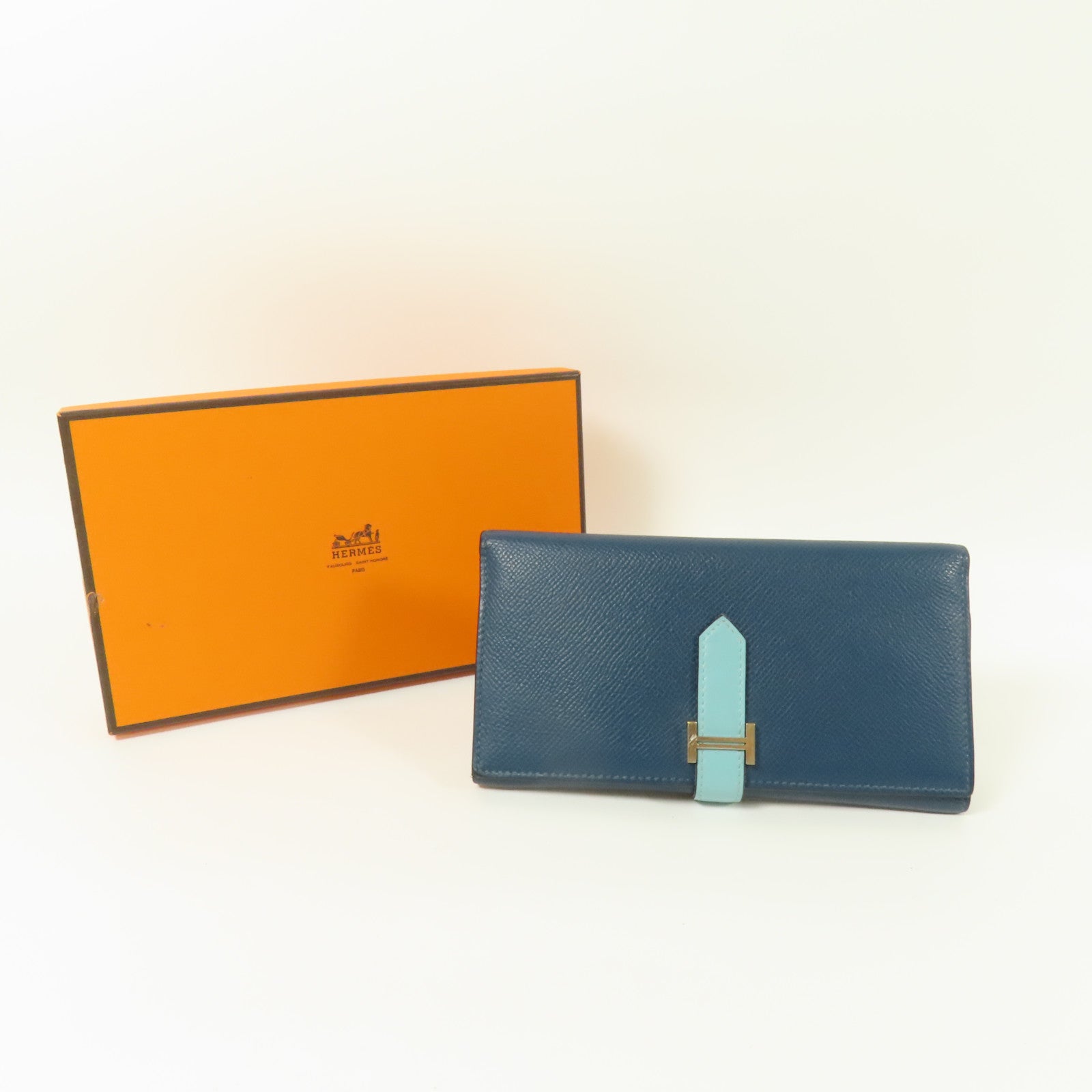 HERMES Epsom皮革Bearn Trifold Wallet銀扣長錢包