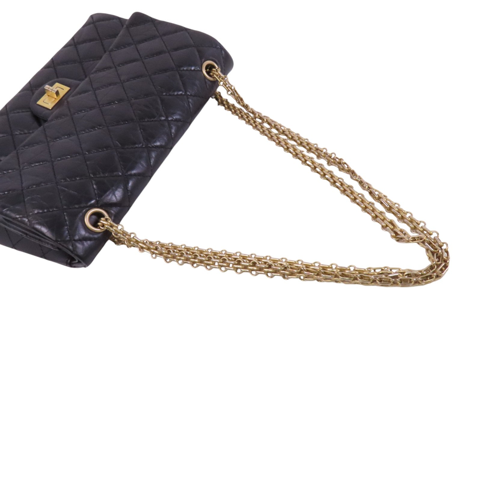 CHANEL 牛皮皮革2.55 28cm金扣鏈帶肩背袋