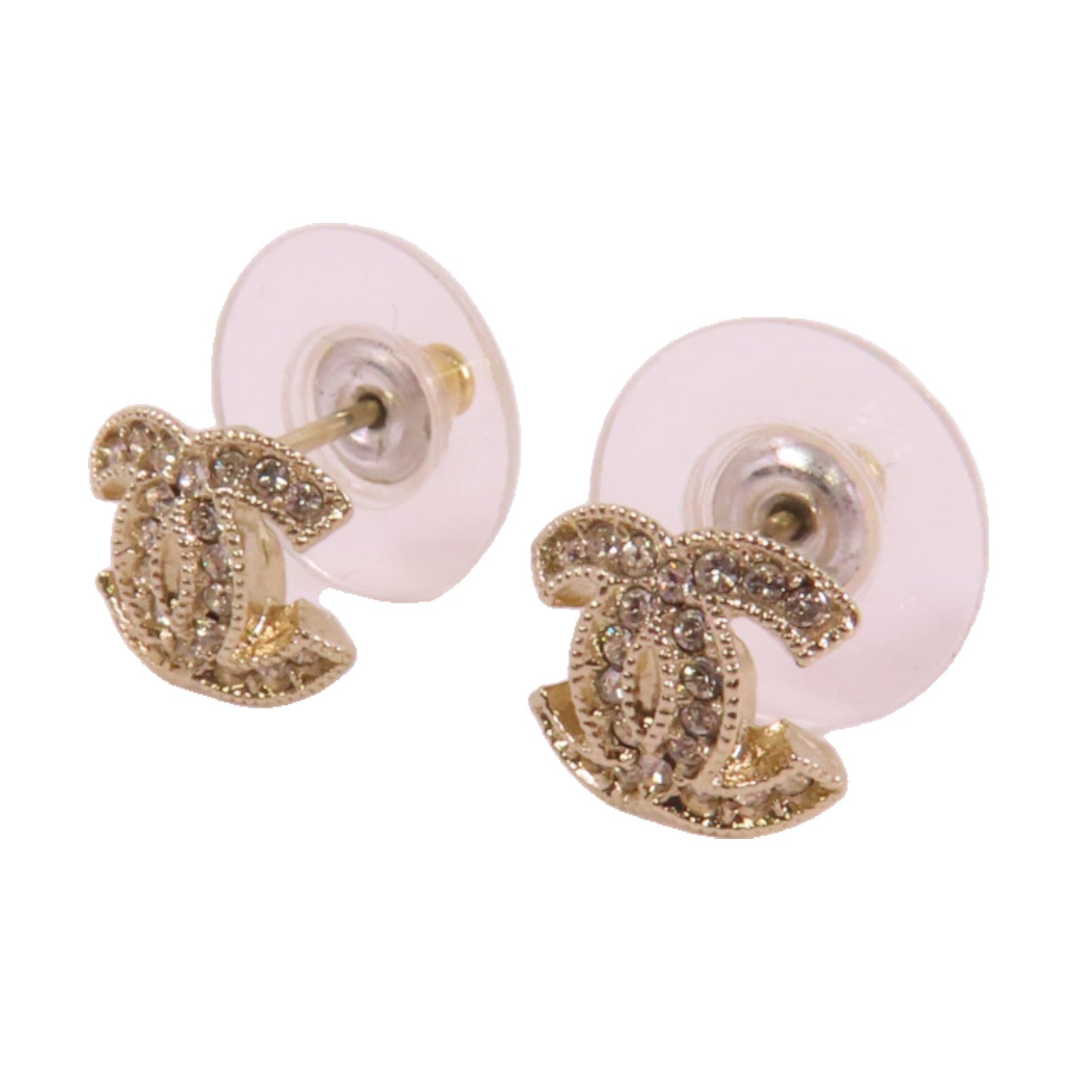 CHANEL 金屬/水鑽CC Earrings金扣耳環