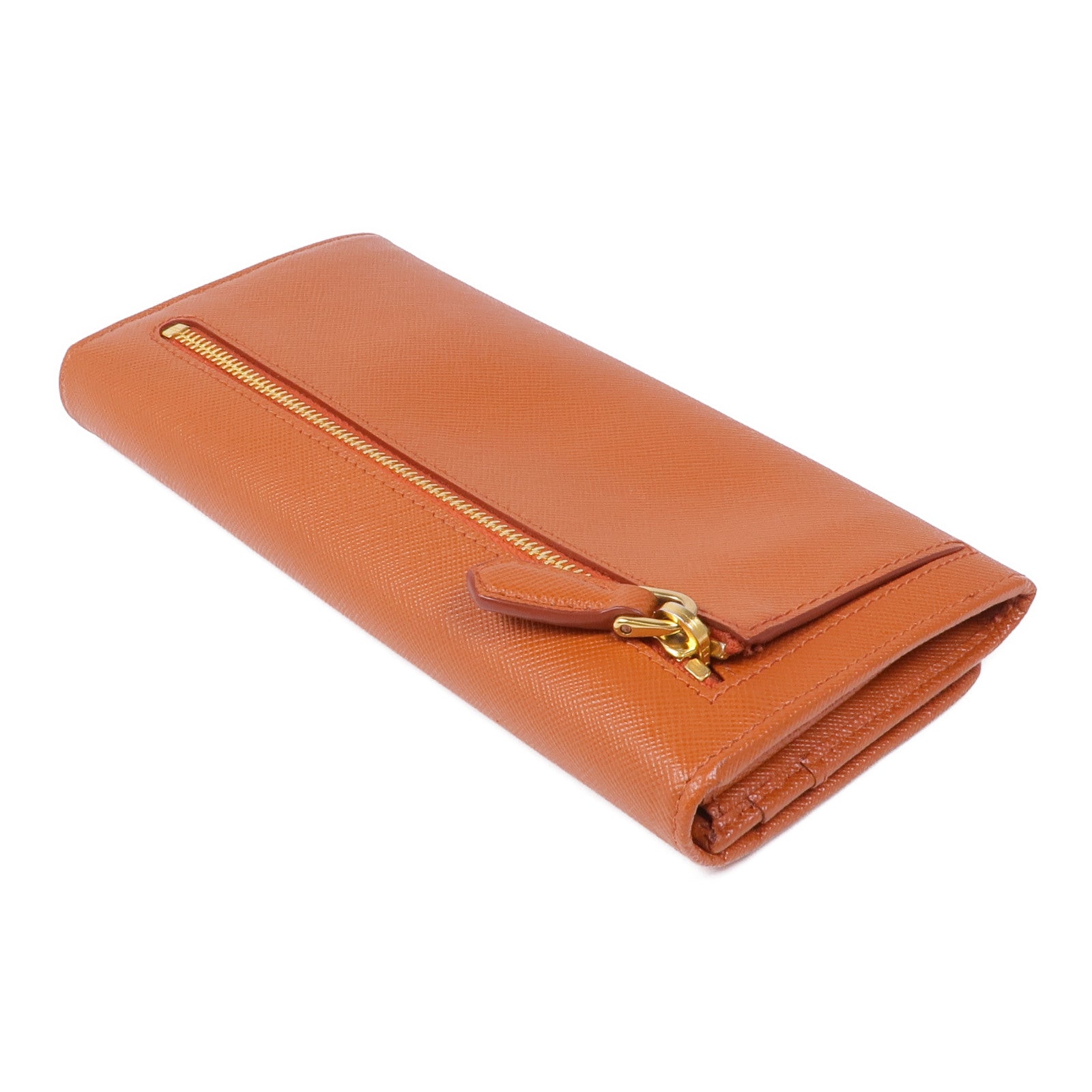 PRADA GHW Long Wallet Calfskin Leather Brown