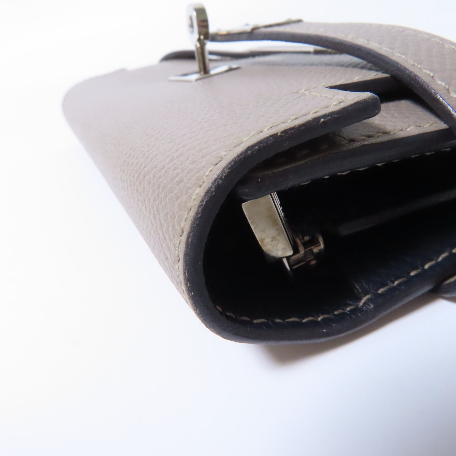 HERMES 【激減優惠】Epsom皮革Kelly Compact Wallet銀扣錢包啡色