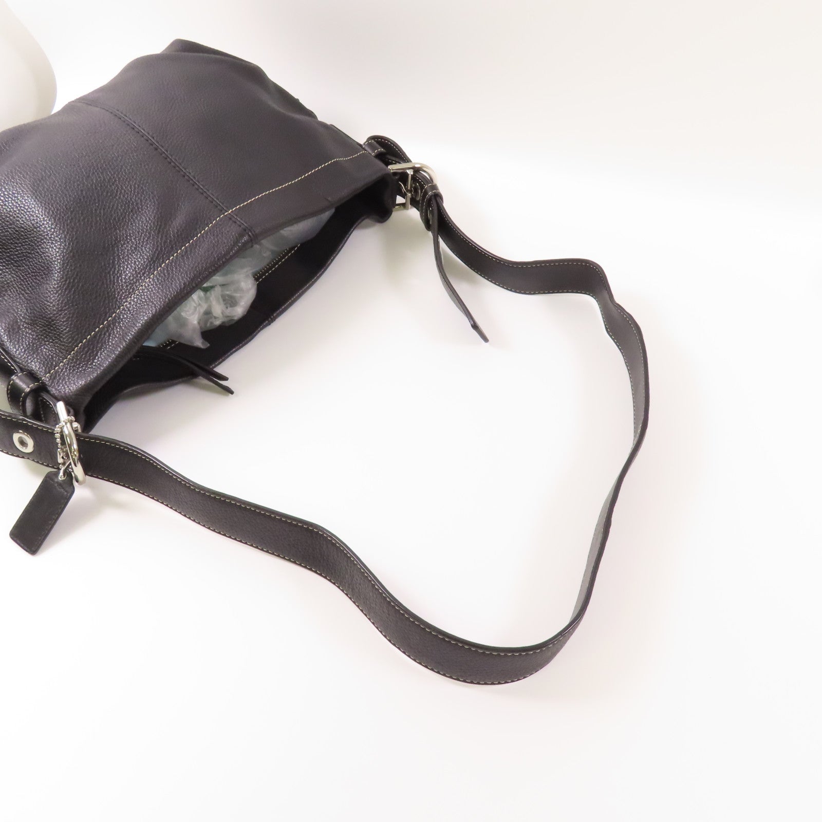 COACH 牛皮皮革Shoulder Bag銀扣肩背袋