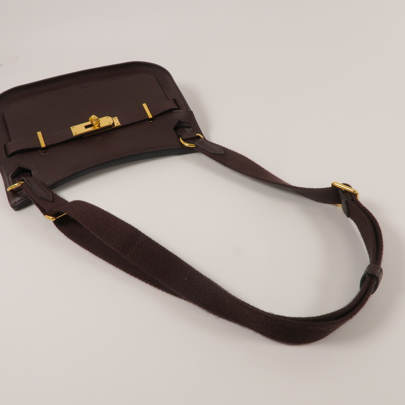 HERMES Evercolor皮革Mini Jypsiere肩背袋Chocolate