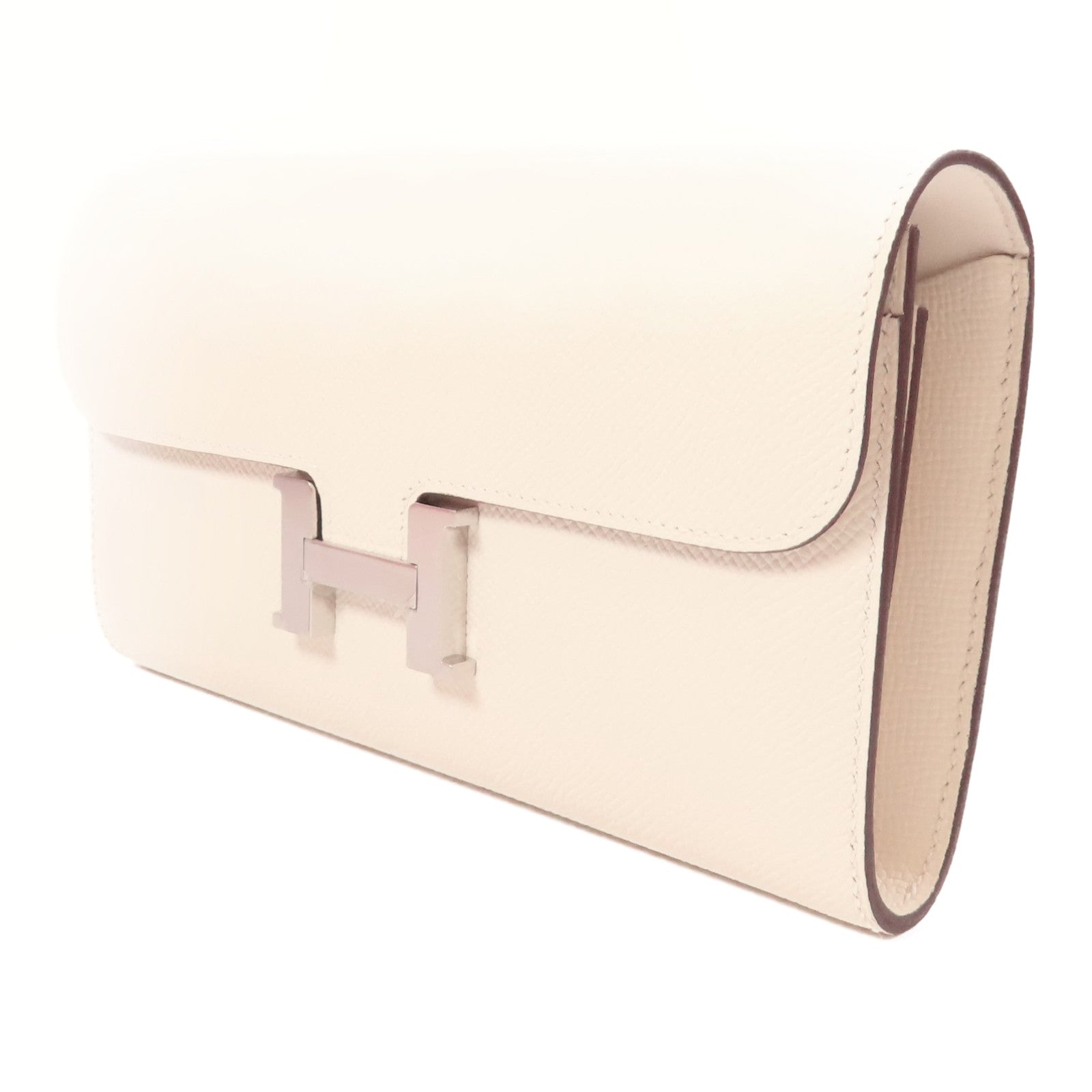 HERMES Epsom皮革Constance To Go銀扣肩背袋Nata/白色