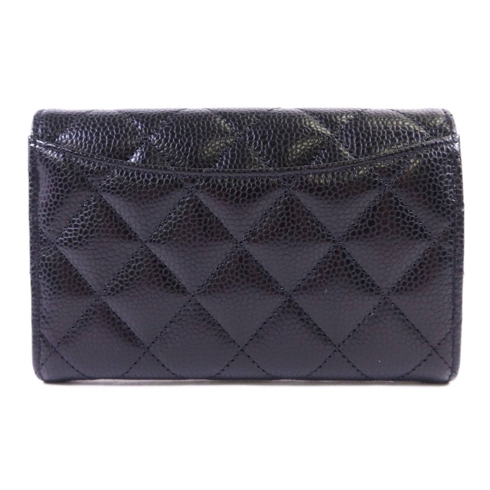 CHANEL 牛皮皮革Matelasse Tri-Fold Wallet金扣長錢包