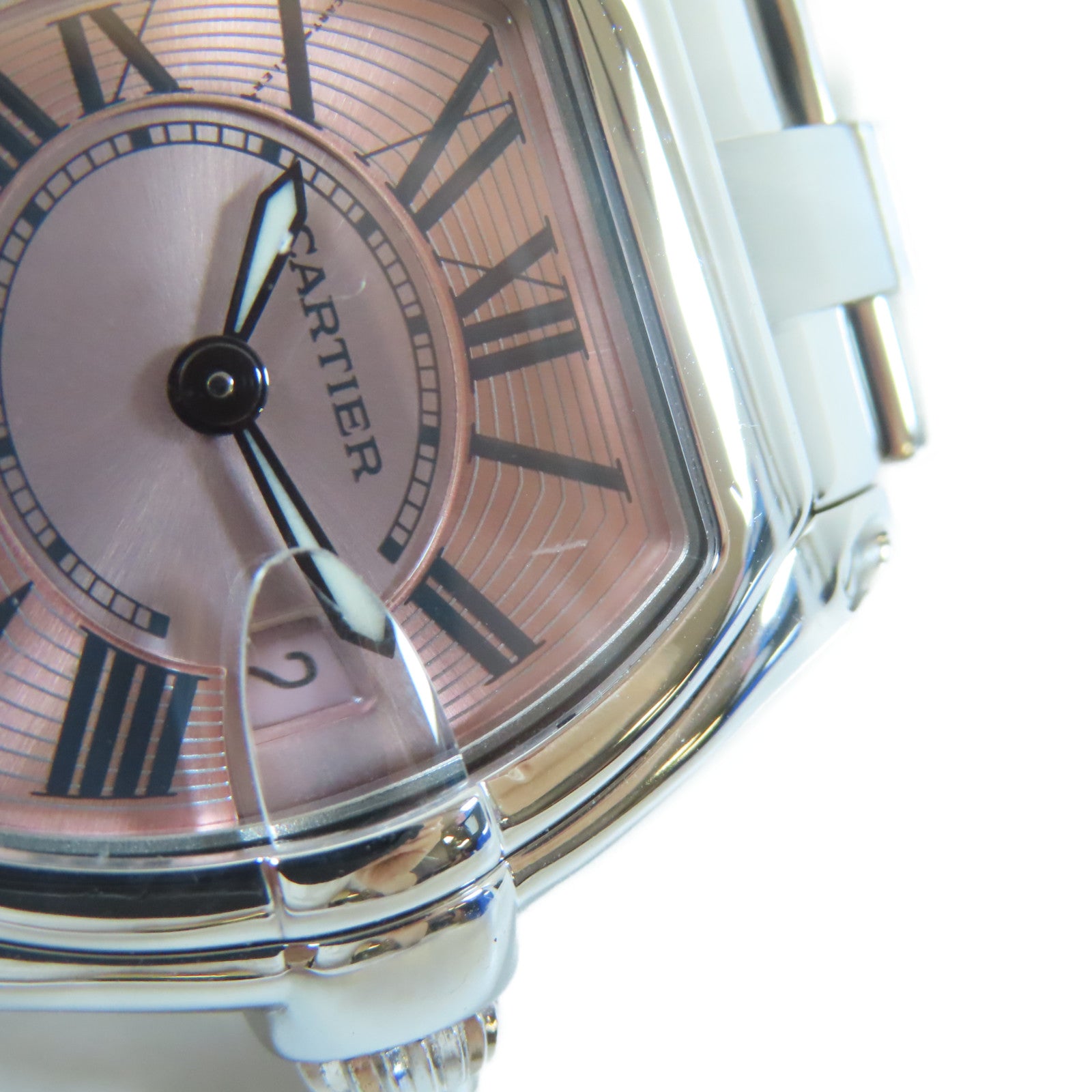 CARTIER Roadster不鏽鋼手錶石英機芯粉紅色