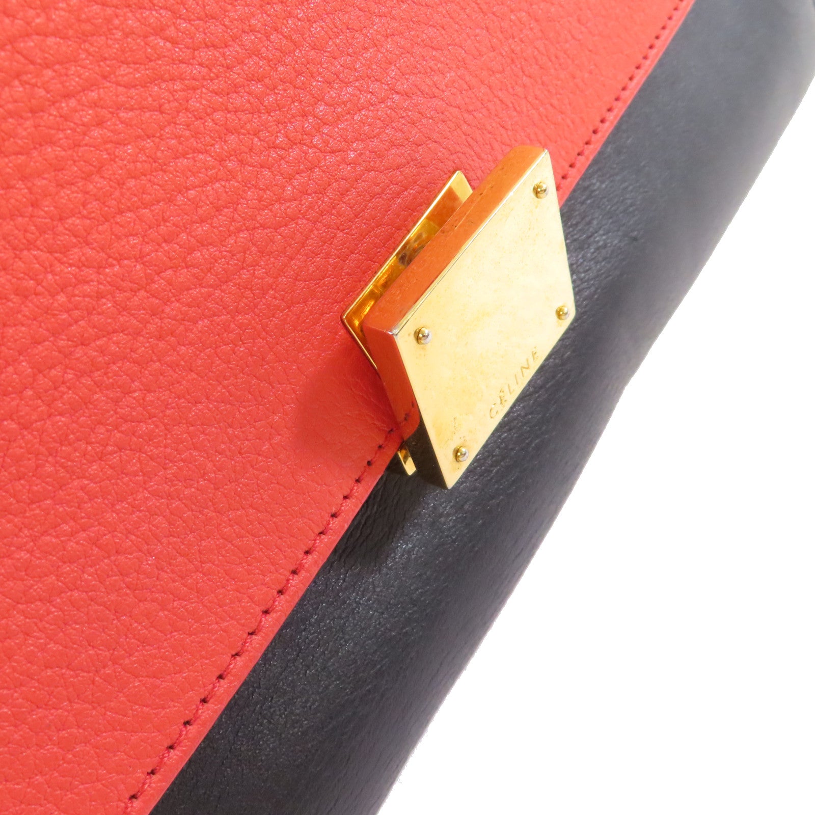 CELINE 牛皮皮革Trapeze 2Way Shoulder Bag金扣手挽肩背兩用袋紅色/黑色/啡色