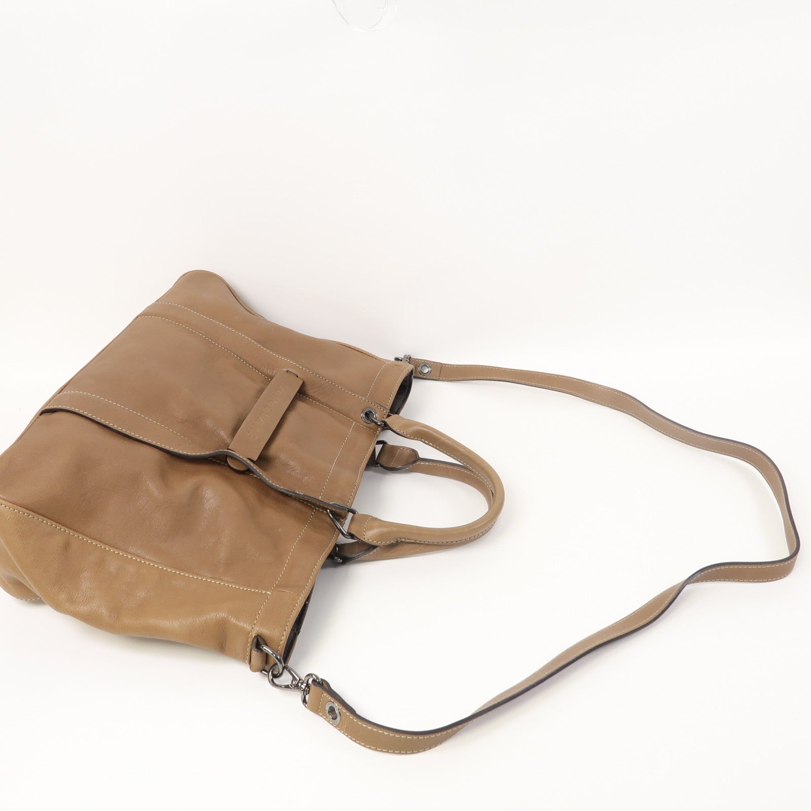 Longchamp 【激減優惠】牛皮皮革Shoulder Bag手挽肩背兩用袋啡色