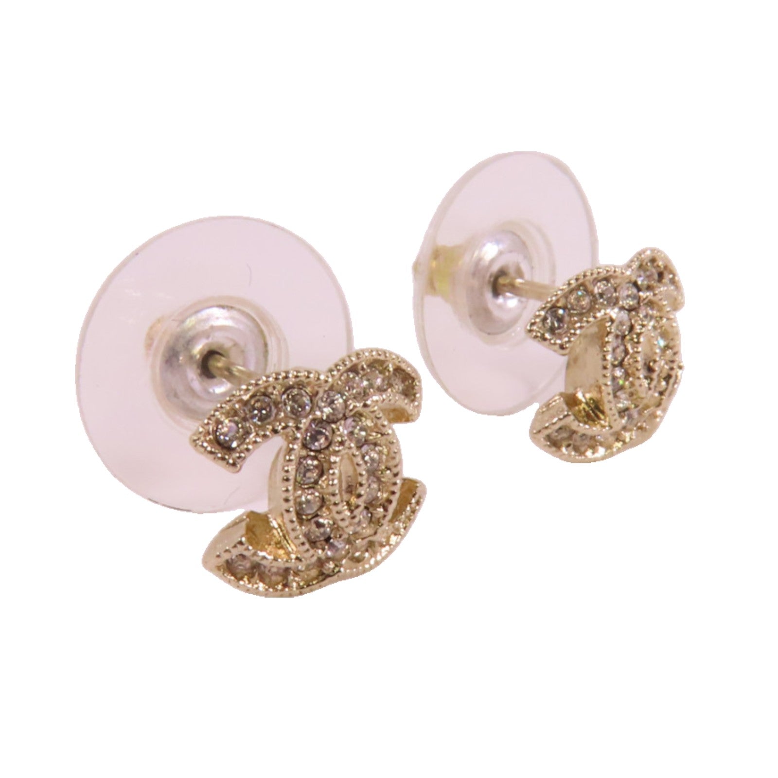 CHANEL 金屬/水鑽CC Earrings金扣耳環