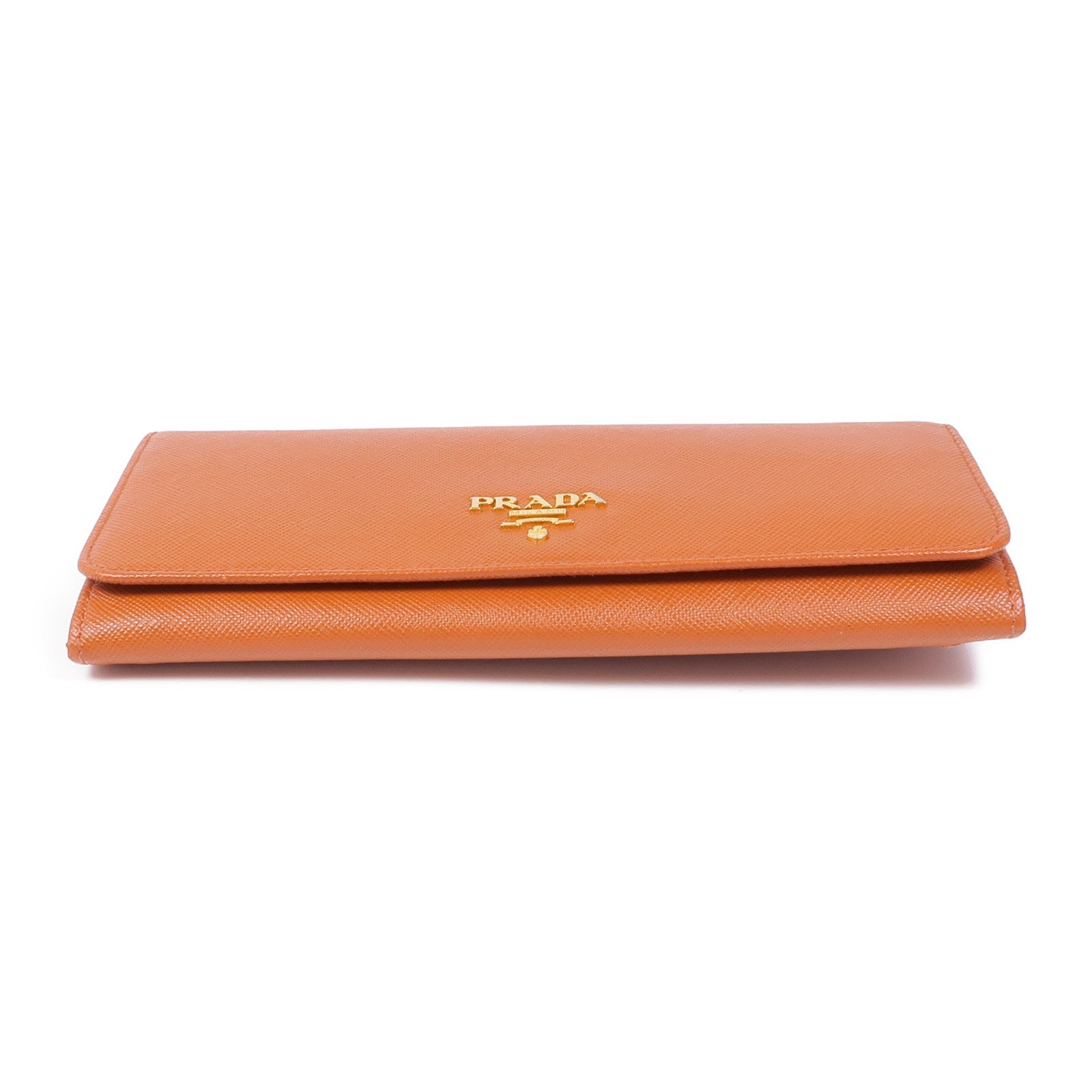 PRADA GHW Long Wallet Calfskin Leather Brown