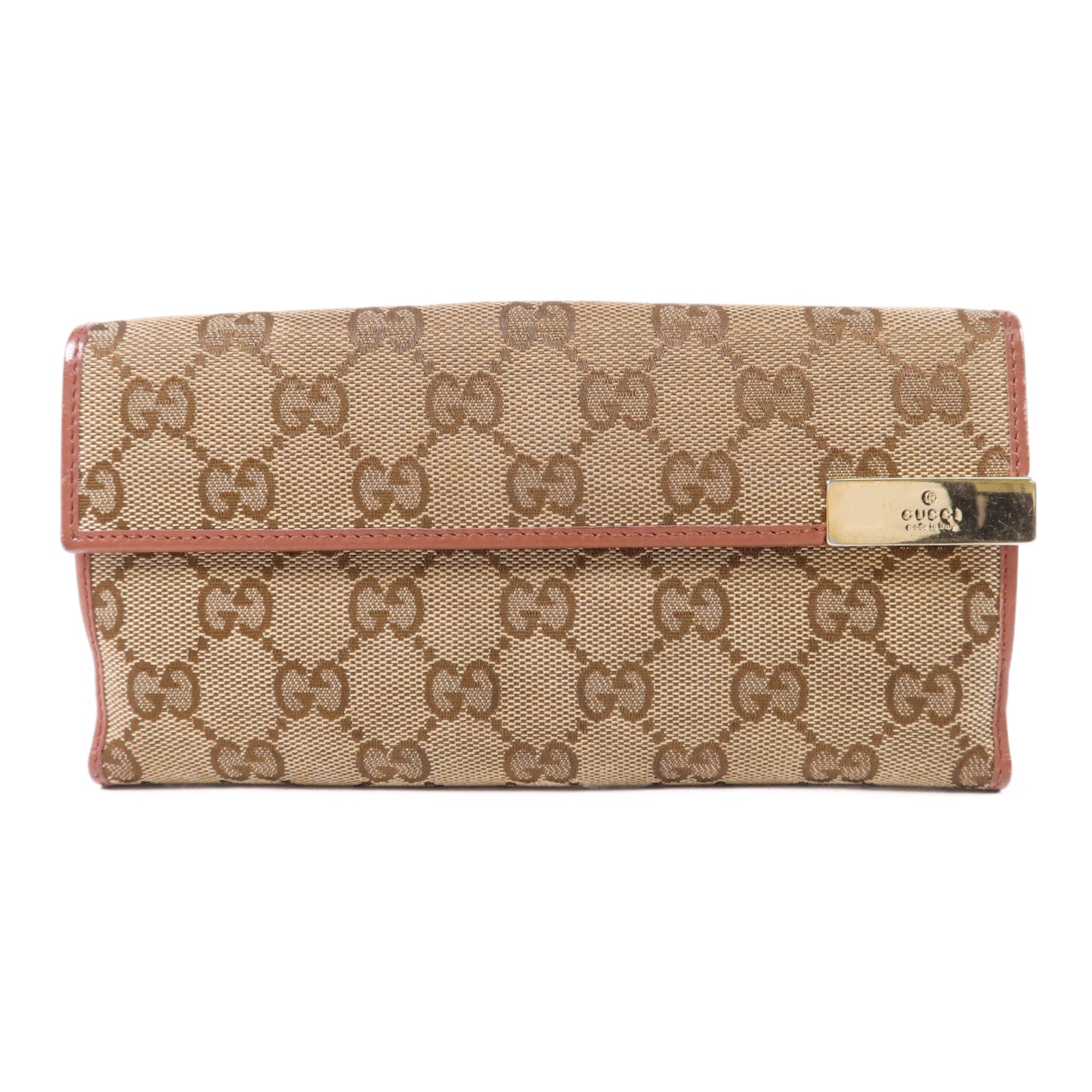 GUCCI 帆布Long Bifold Wallet金扣長錢包