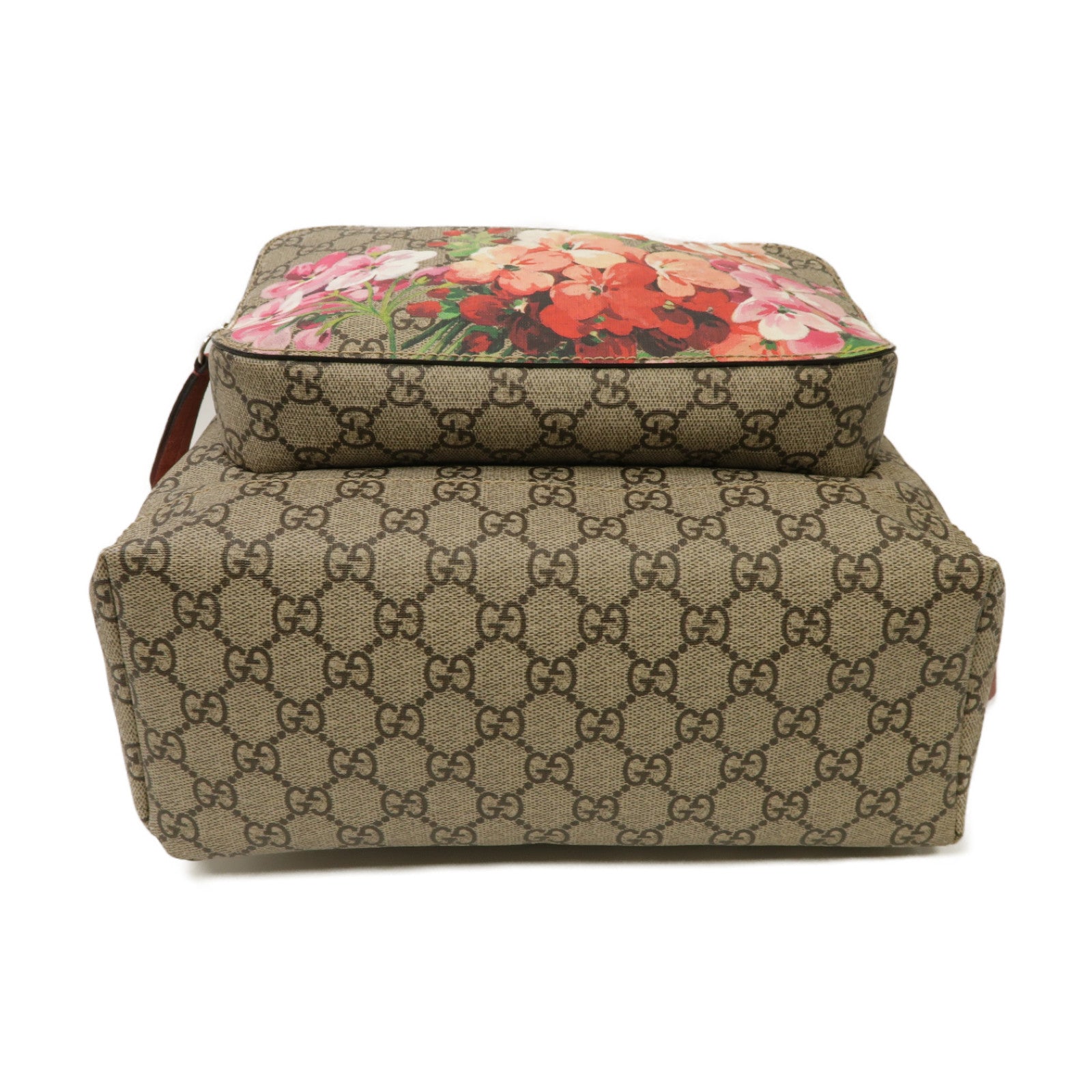 GUCCI 塗層帆布Backpack銀扣背包棕色/粉紅色