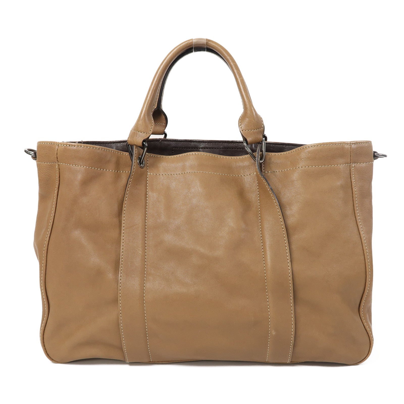 Longchamp 【激減優惠】牛皮皮革Shoulder Bag手挽肩背兩用袋啡色