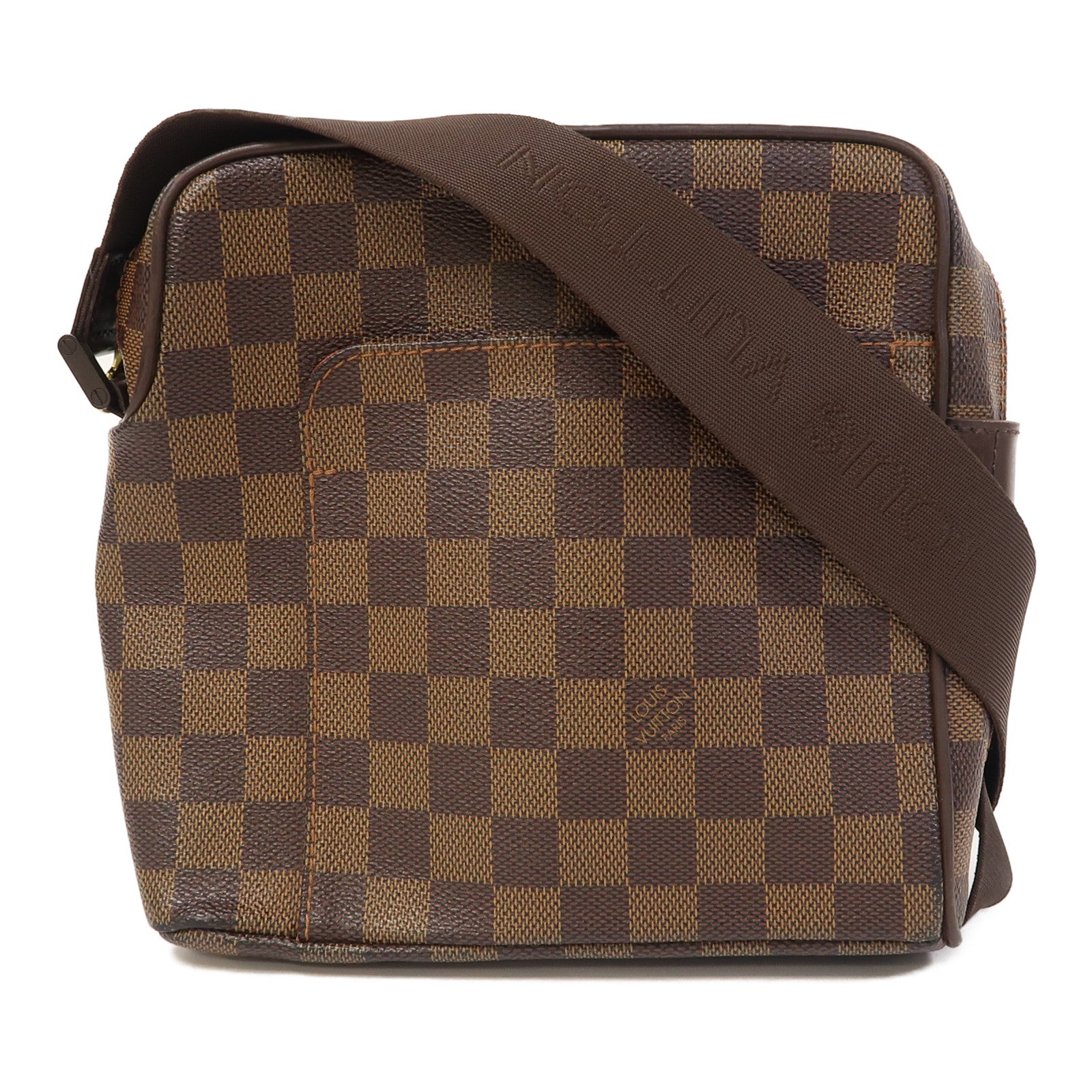 LOUIS VUITTON 【激減優惠】Damier Ebene Olav PM金扣肩背袋啡色