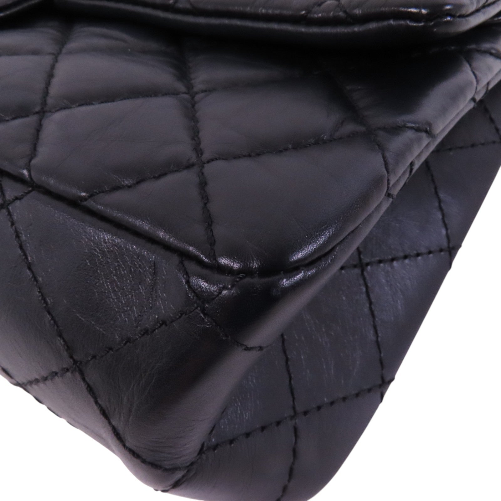 CHANEL 牛皮皮革2.55 28cm金扣鏈帶肩背袋