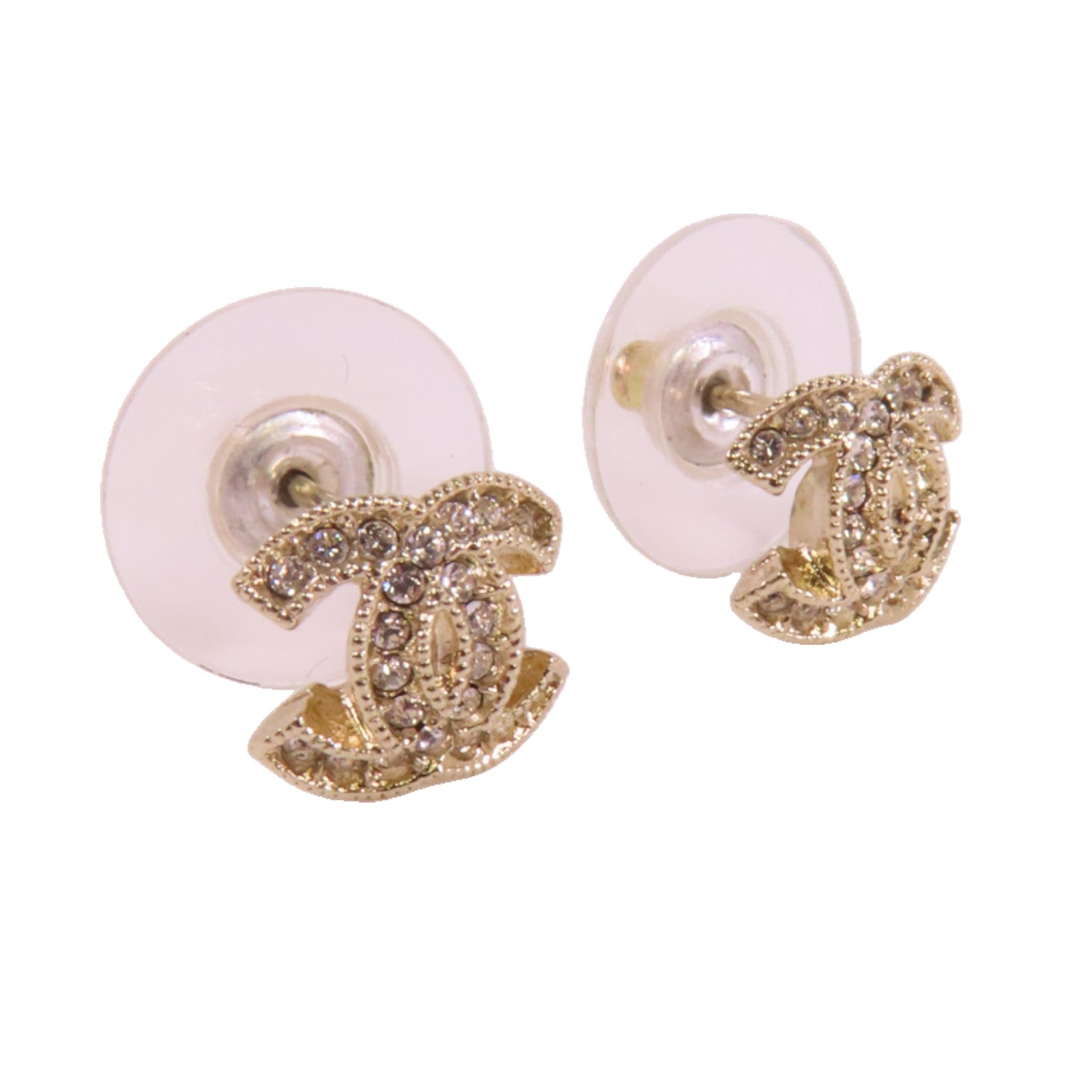 CHANEL 金屬/水鑽CC Earrings金扣耳環