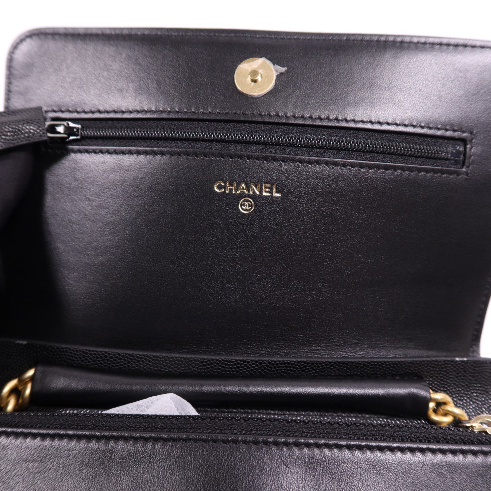 CHANEL 牛皮皮革Boy WOC Wallet On Chain金扣鏈帶肩背袋