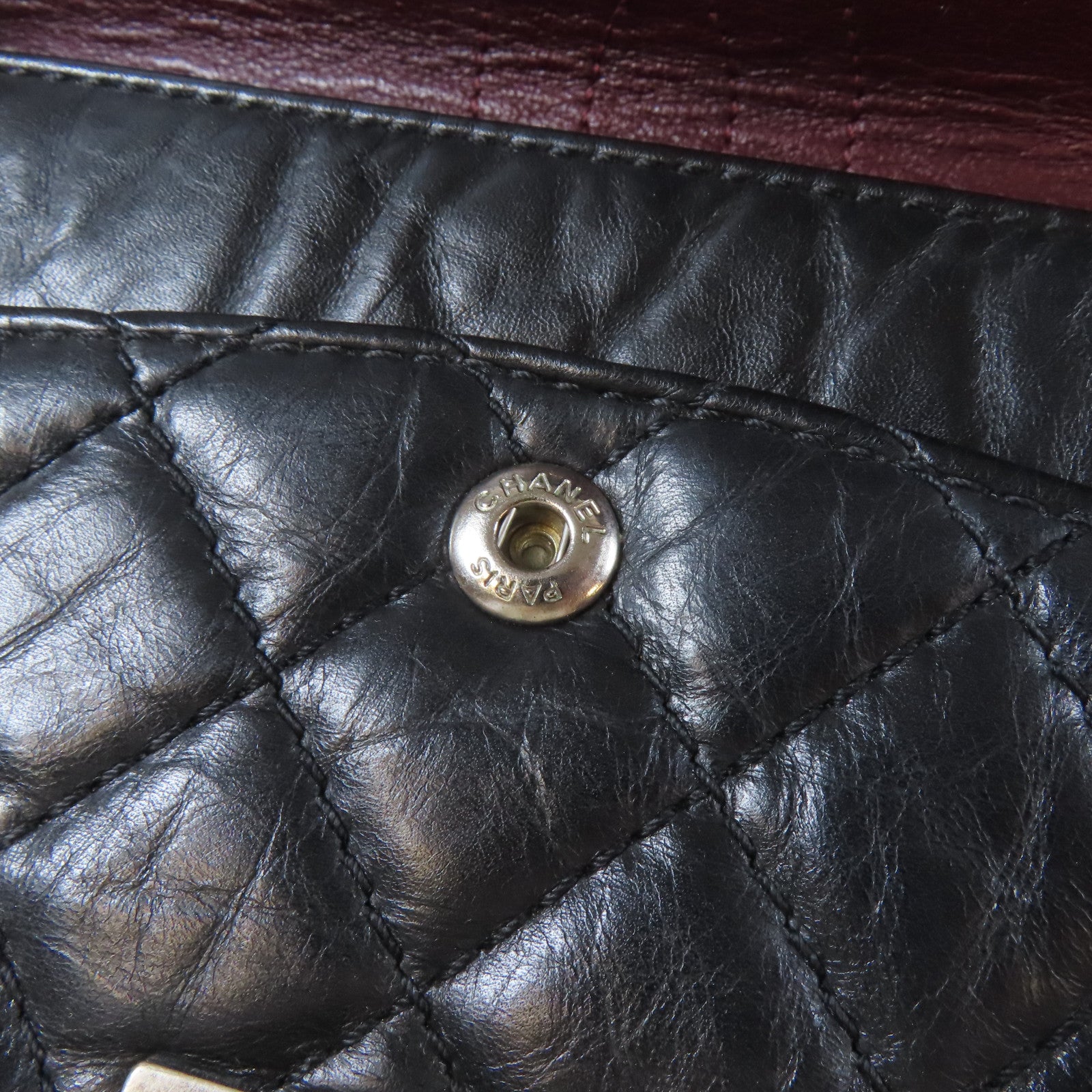 CHANEL 菱格牛皮皮革2.55 Chain Shoulder Bag黑扣鏈帶肩背袋黑色