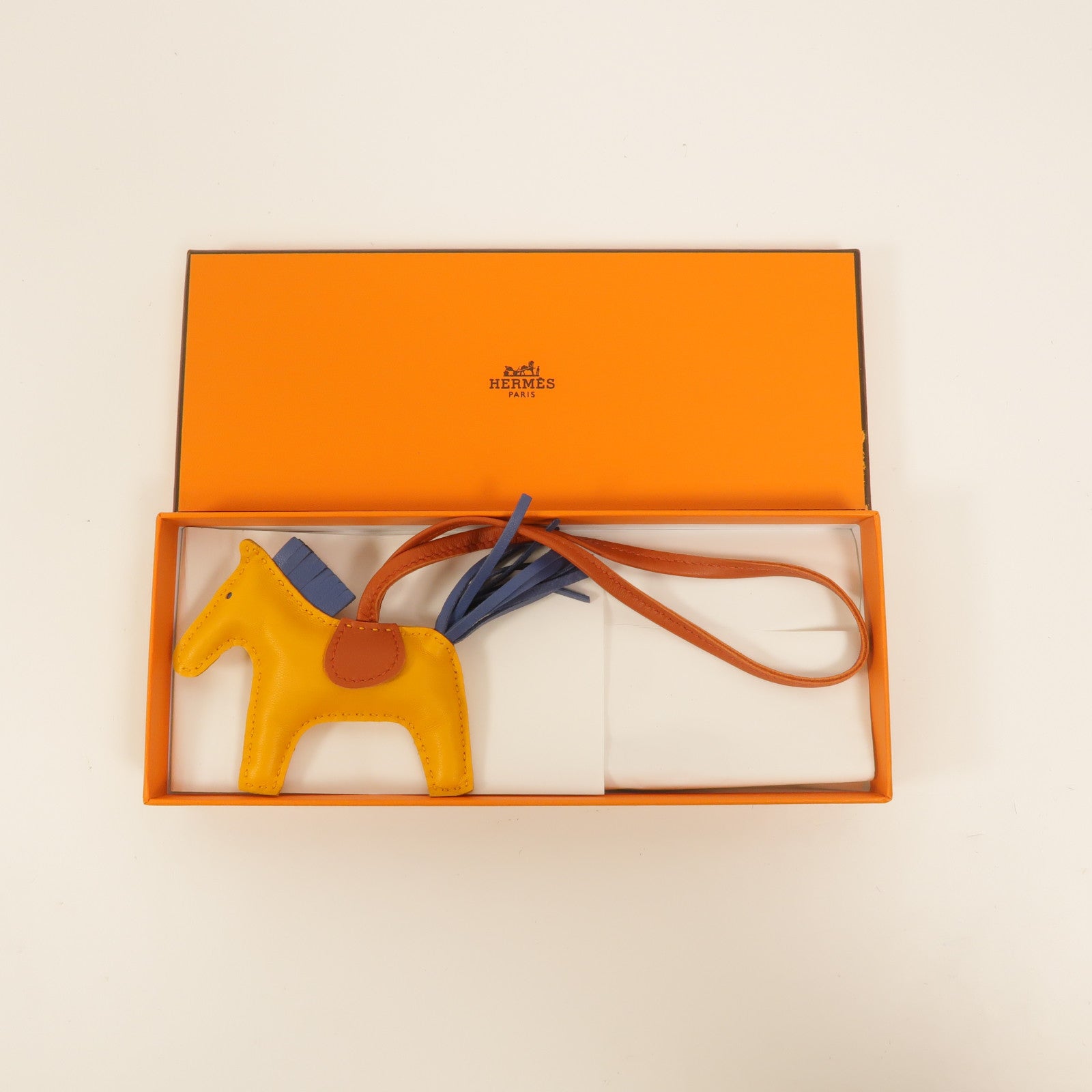 HERMES Milo皮革Rodeo PM掛飾9V Jaune d'Or/R2 Bleu Agate/3B Cornaline