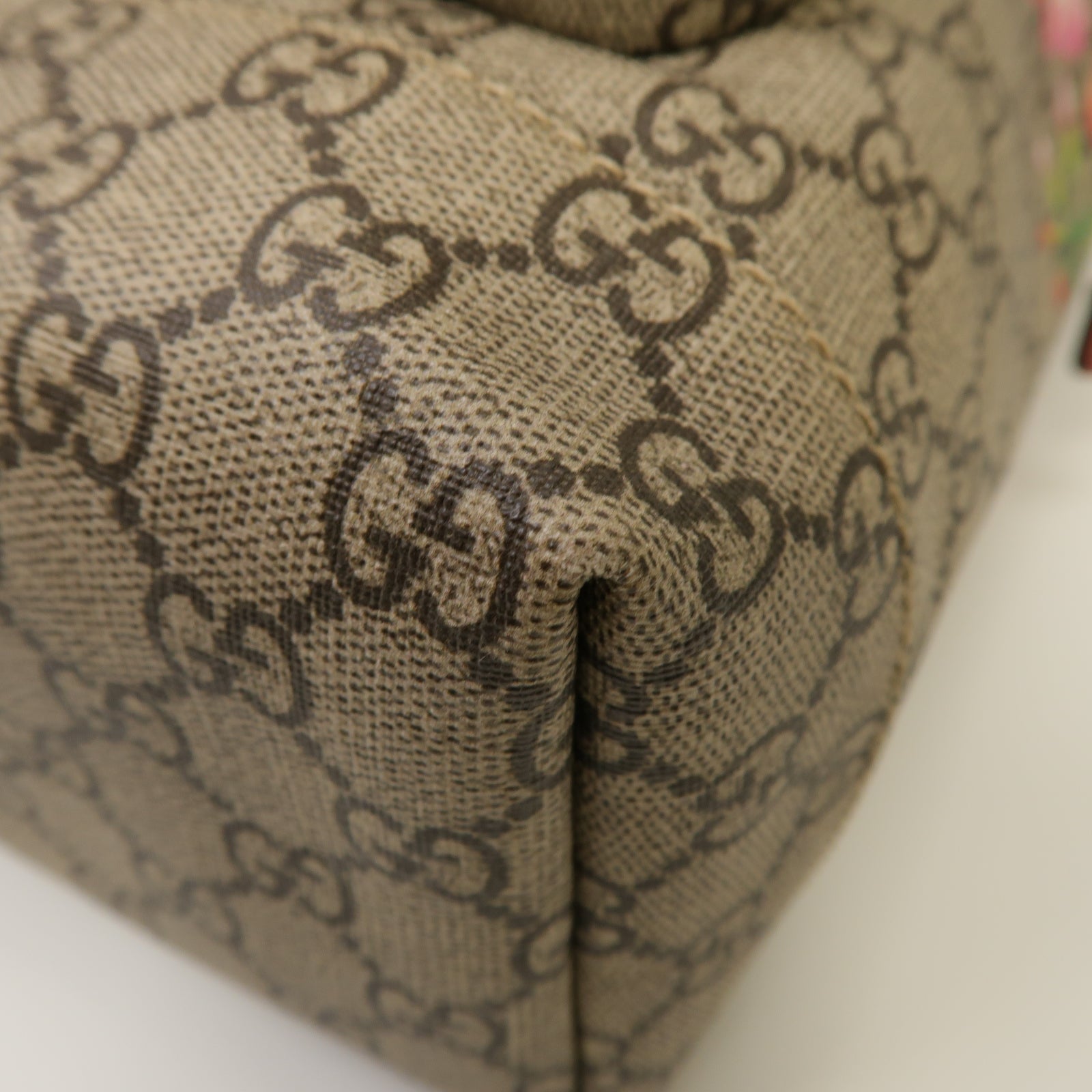 GUCCI 塗層帆布Backpack銀扣背包棕色/粉紅色