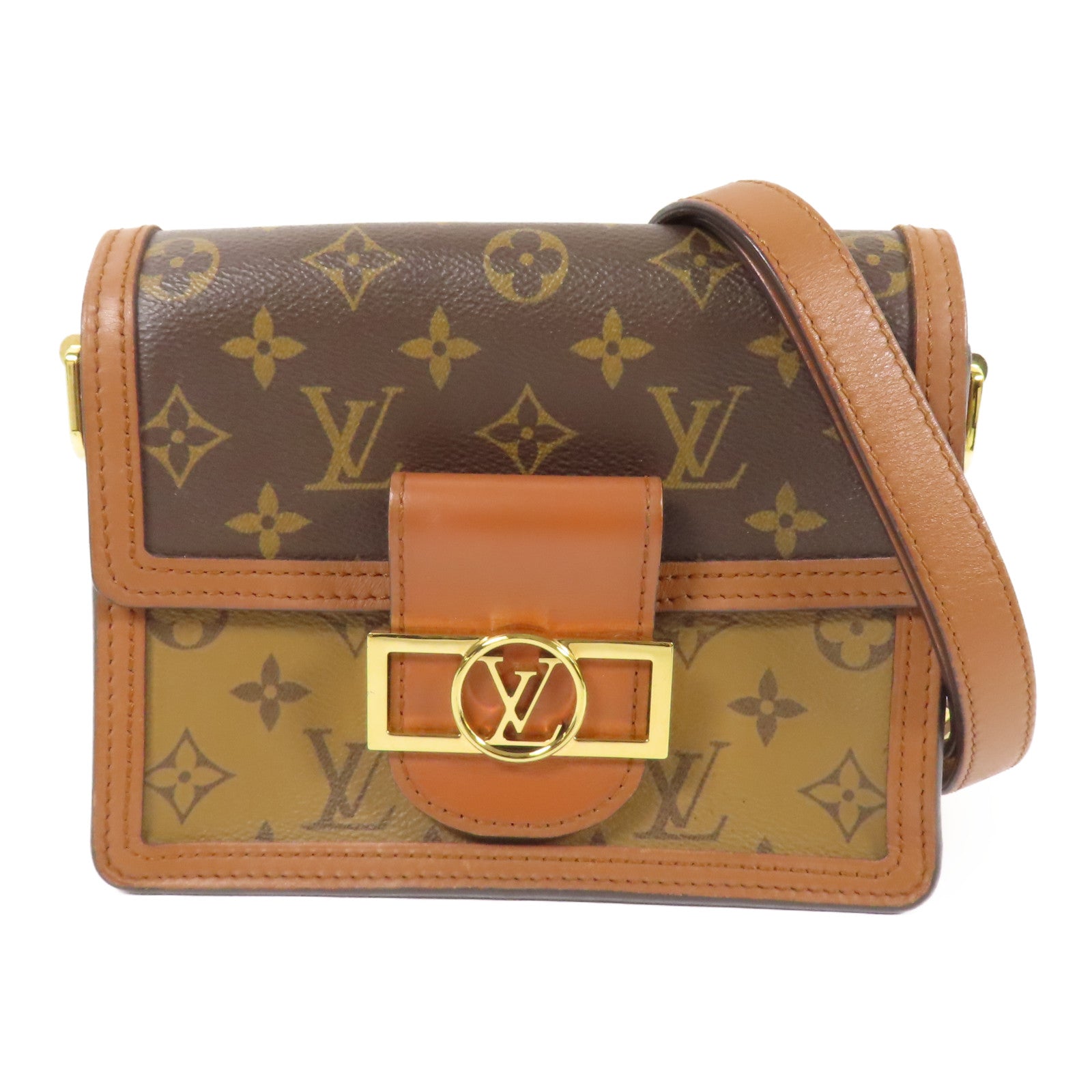 LOUIS VUITTON Monogram Reverse Mini Dauphine金扣肩背袋