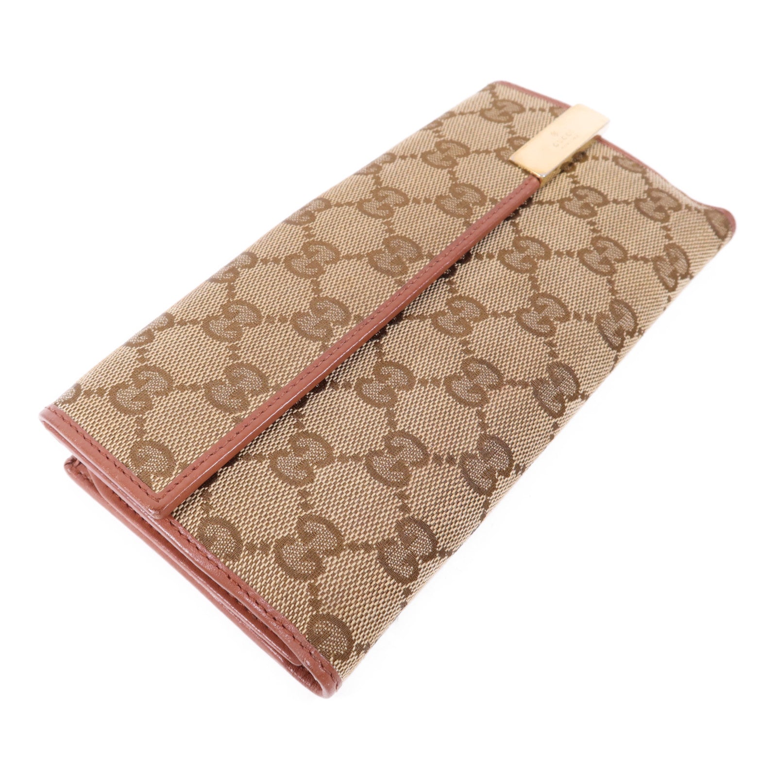 GUCCI 帆布Long Bifold Wallet金扣長錢包