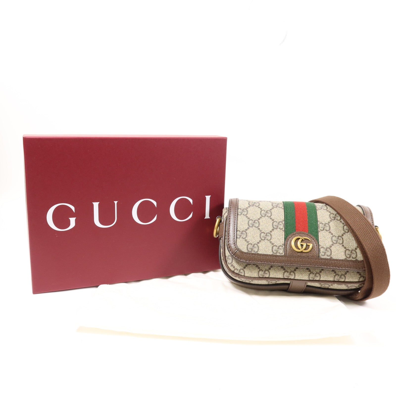 GUCCI 【激減優惠】塗層帆布Ophidia Mini Bag金扣肩背袋