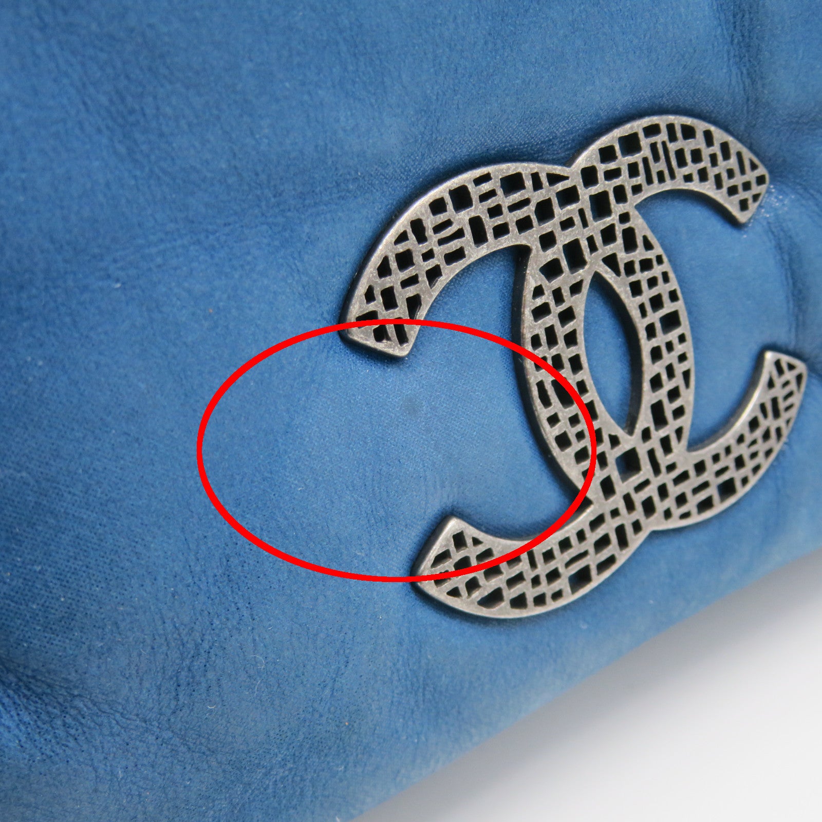 CHANEL 【激減優惠】牛皮皮革Chain Shoulder銀扣鏈帶肩背袋藍色