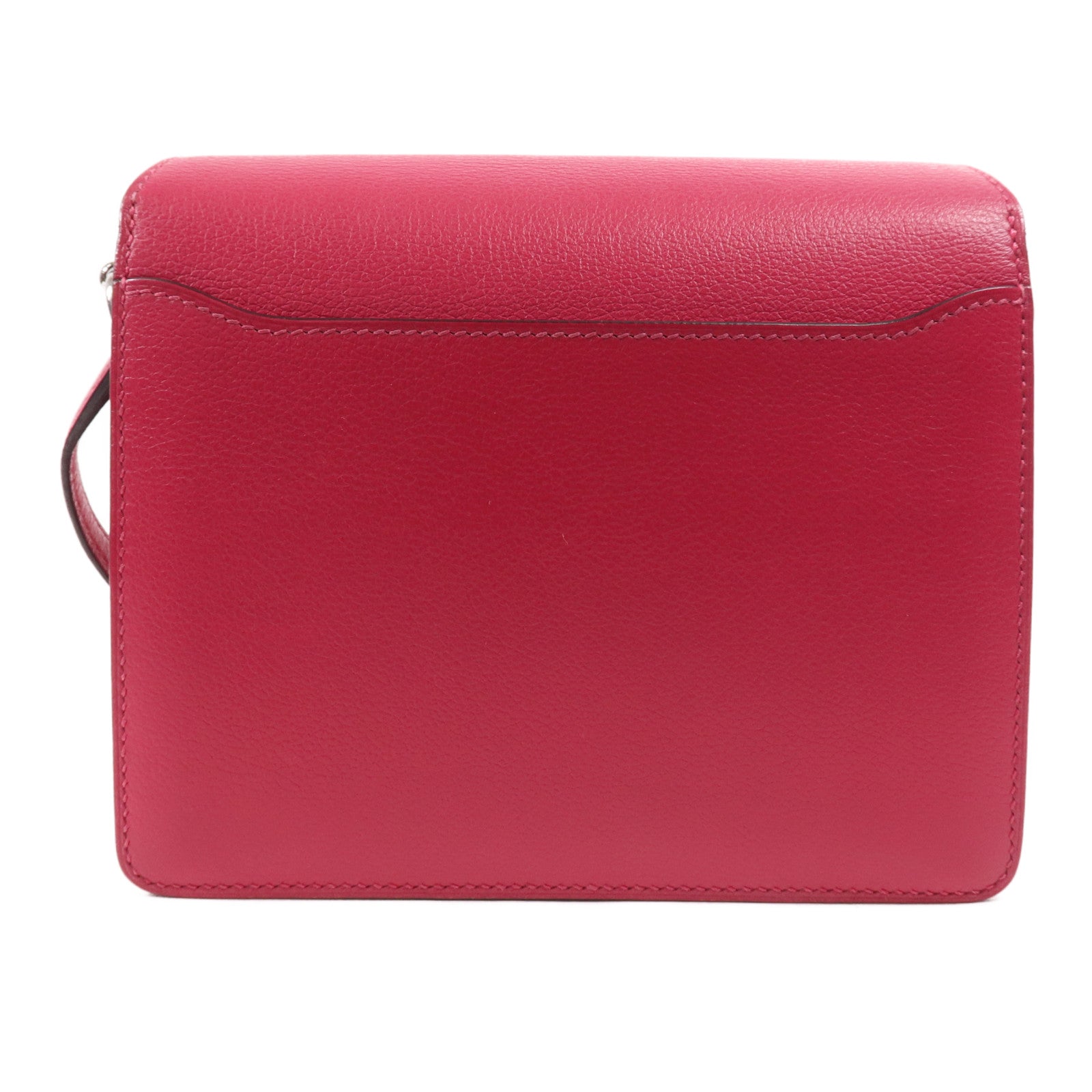 HERMES Evercolour皮革/鱷魚皮革Mini Roulis銀扣肩背袋Rose Mexico